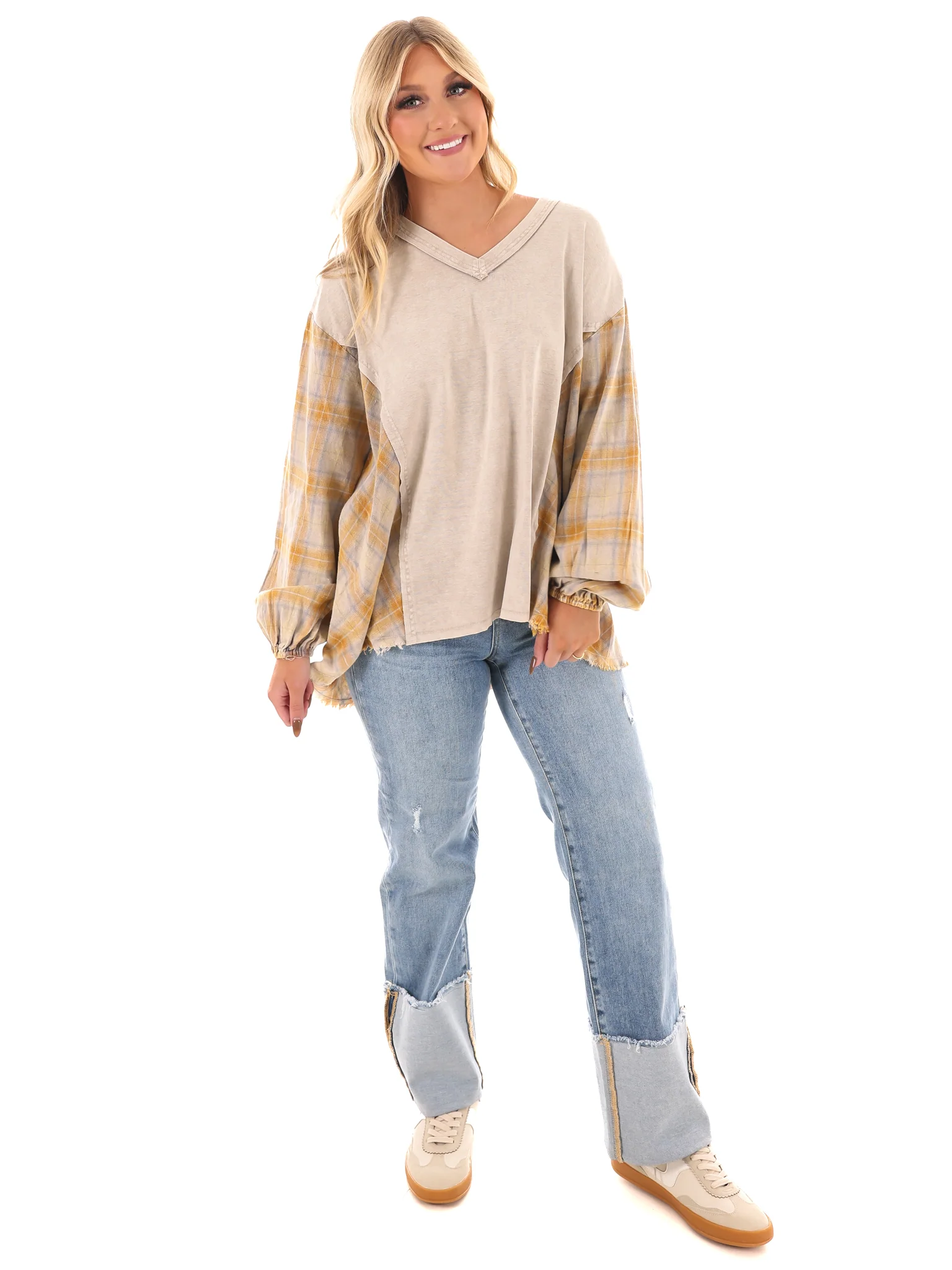 Say Anything Plaid Mix Tunic Top - Image 6