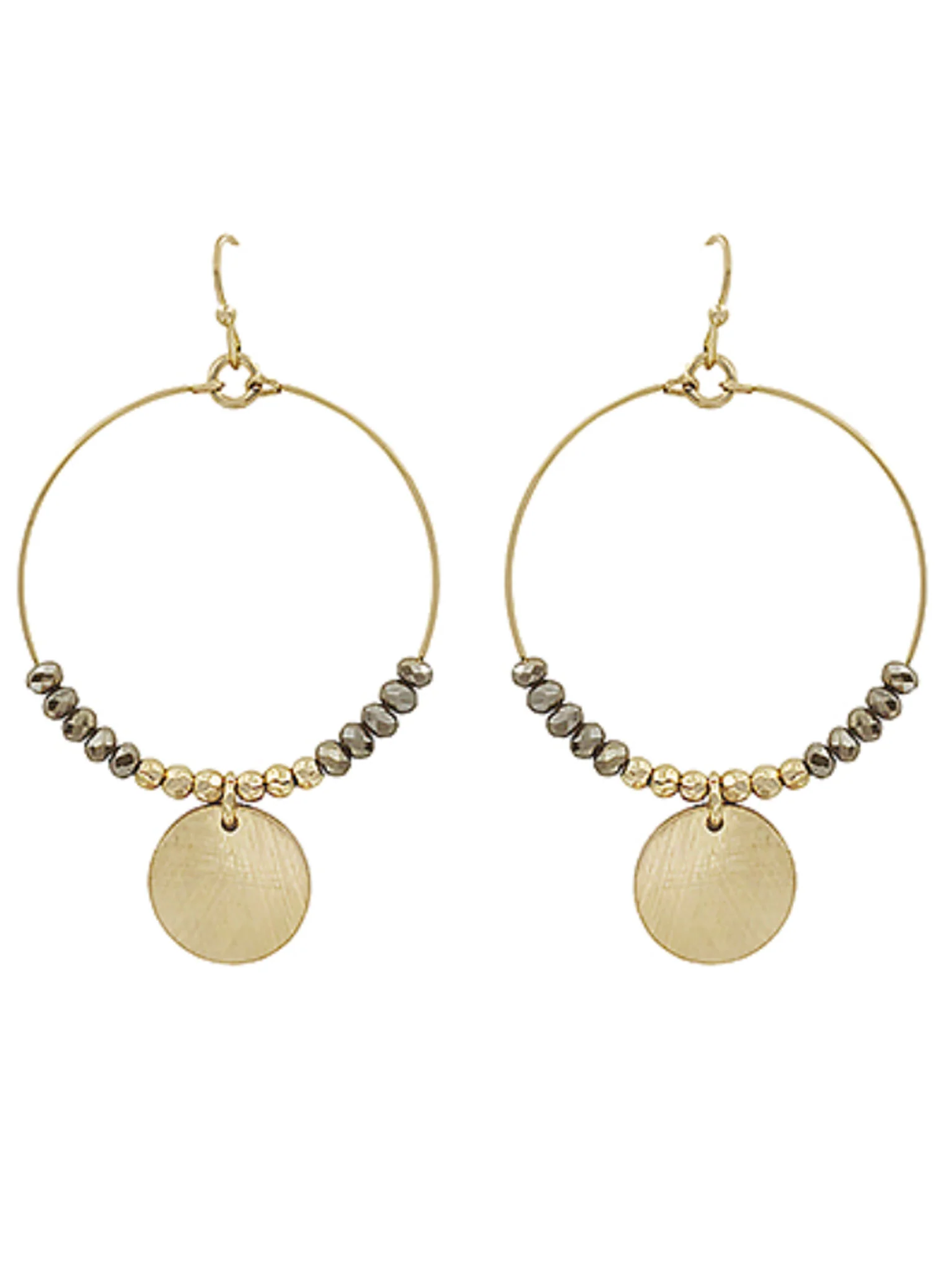 Scratched Disc Circle Earrings - Image 3