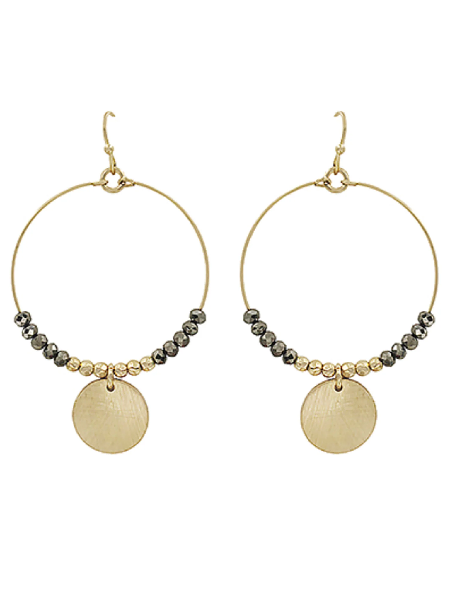 Scratched Disc Circle Earrings - Image 5