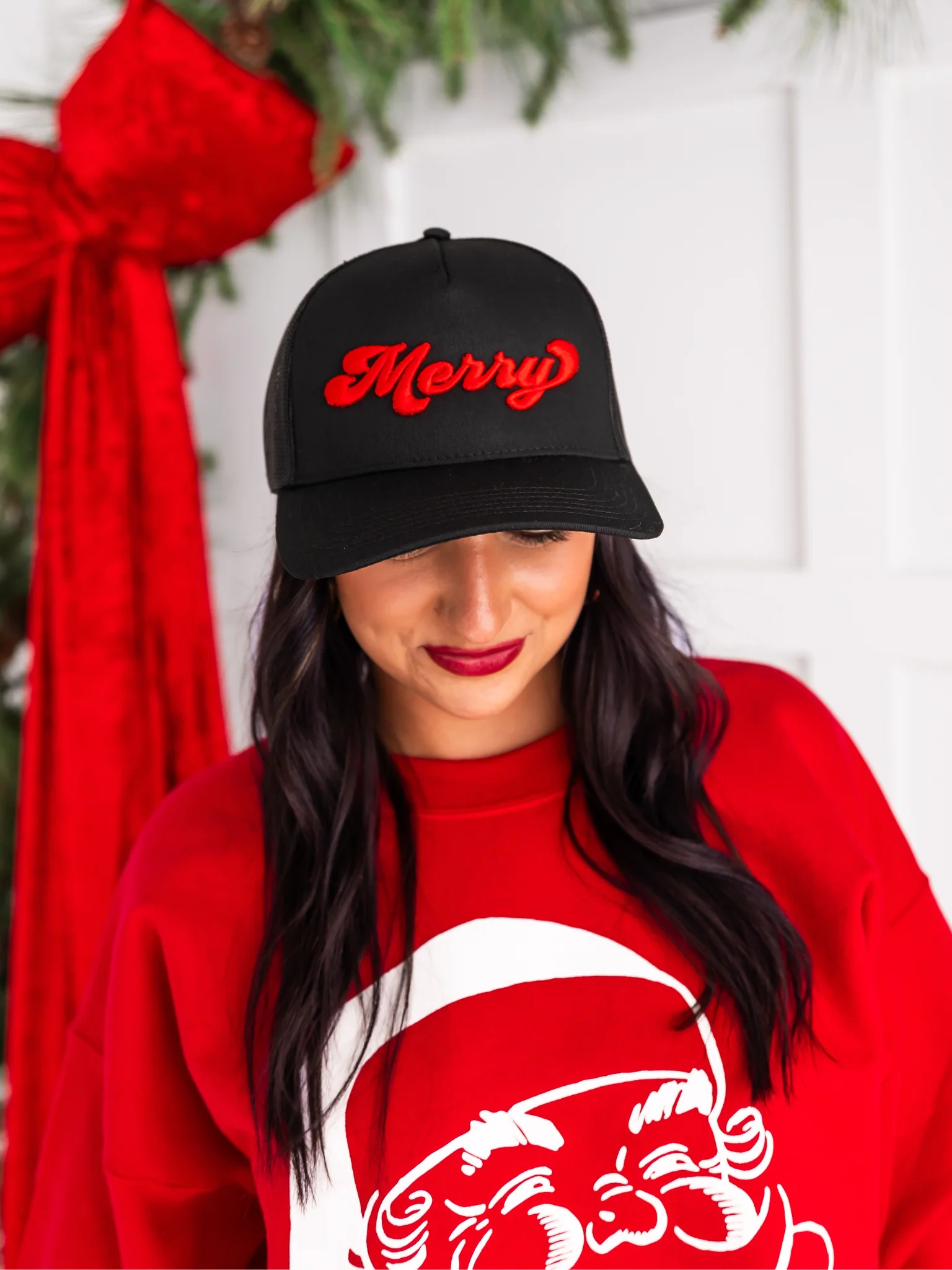 Script Merry Embroidered Trucker Hat - Image 5