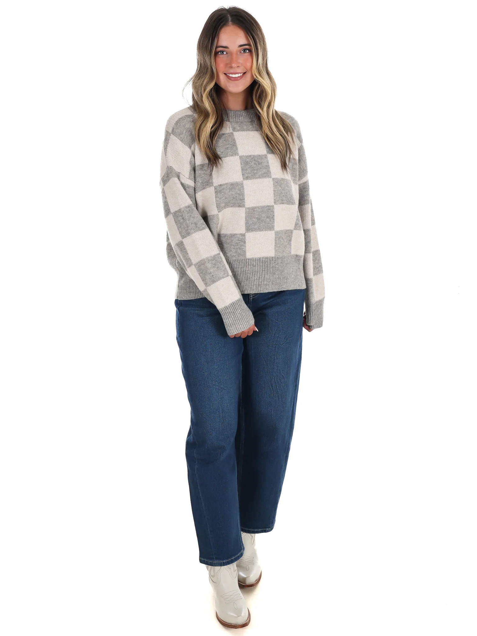 September Sky Check Sweater - Image 2