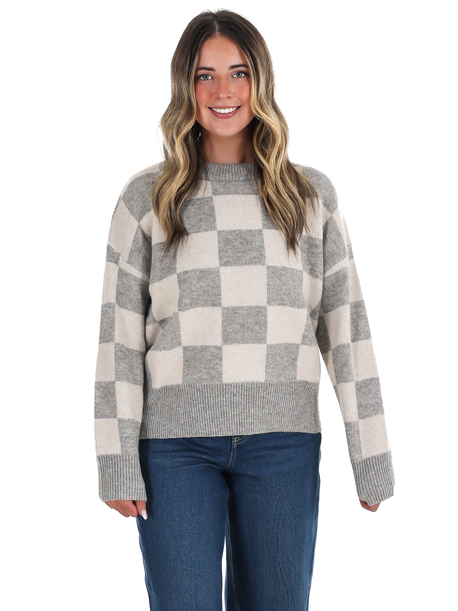 September Sky Check Sweater - Image 3