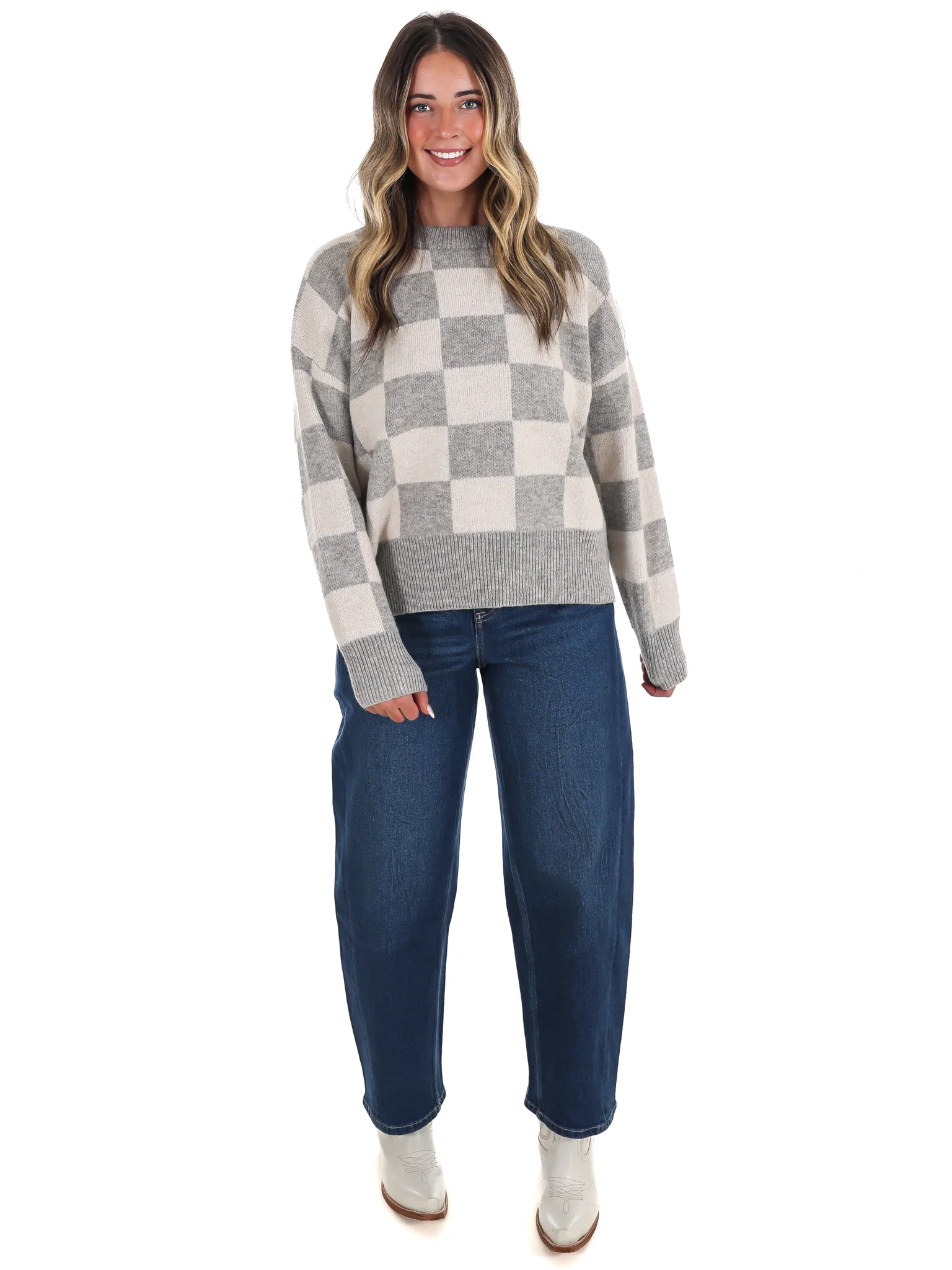 September Sky Check Sweater - Image 4