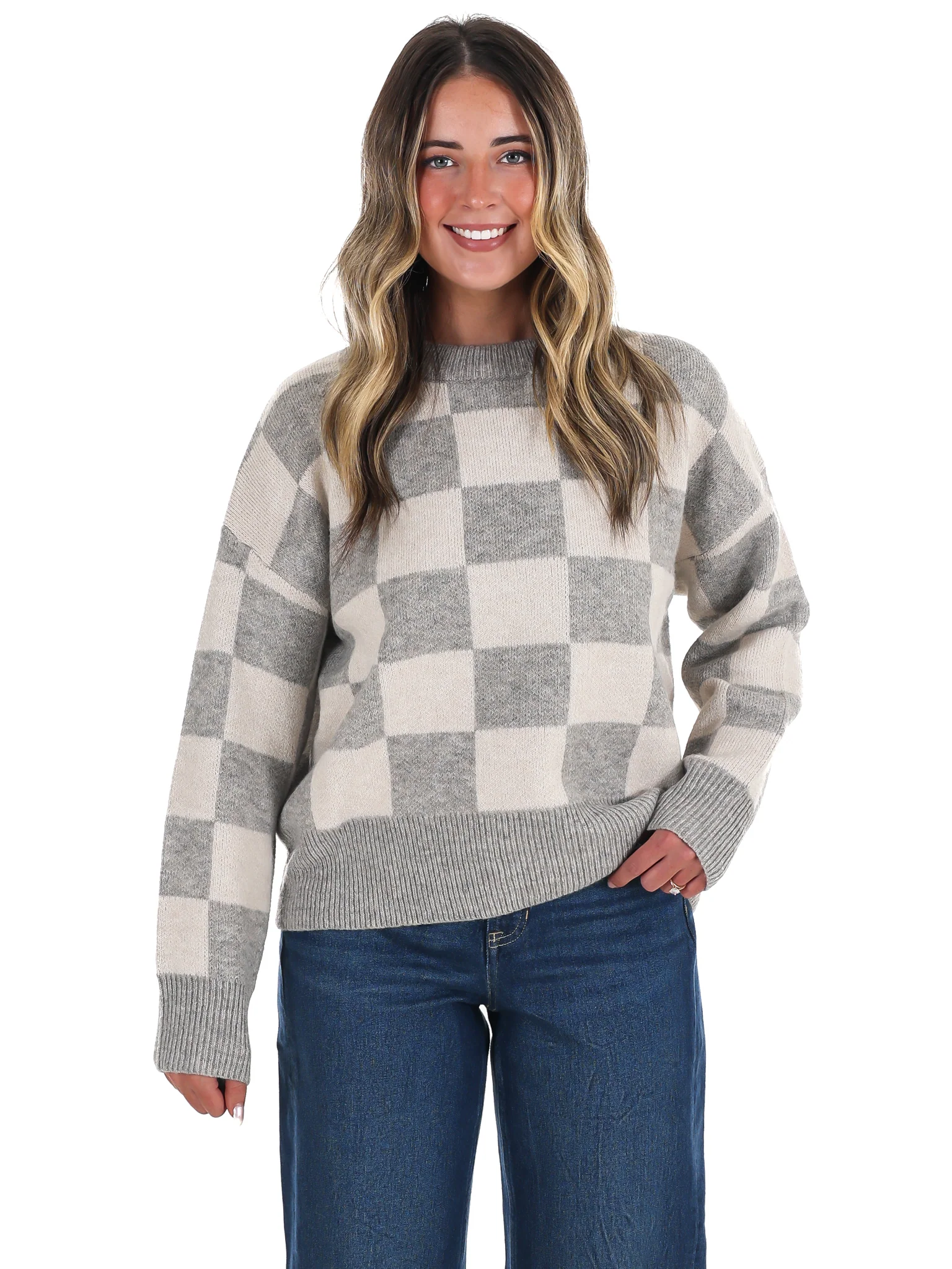 September Sky Check Sweater - Image 5