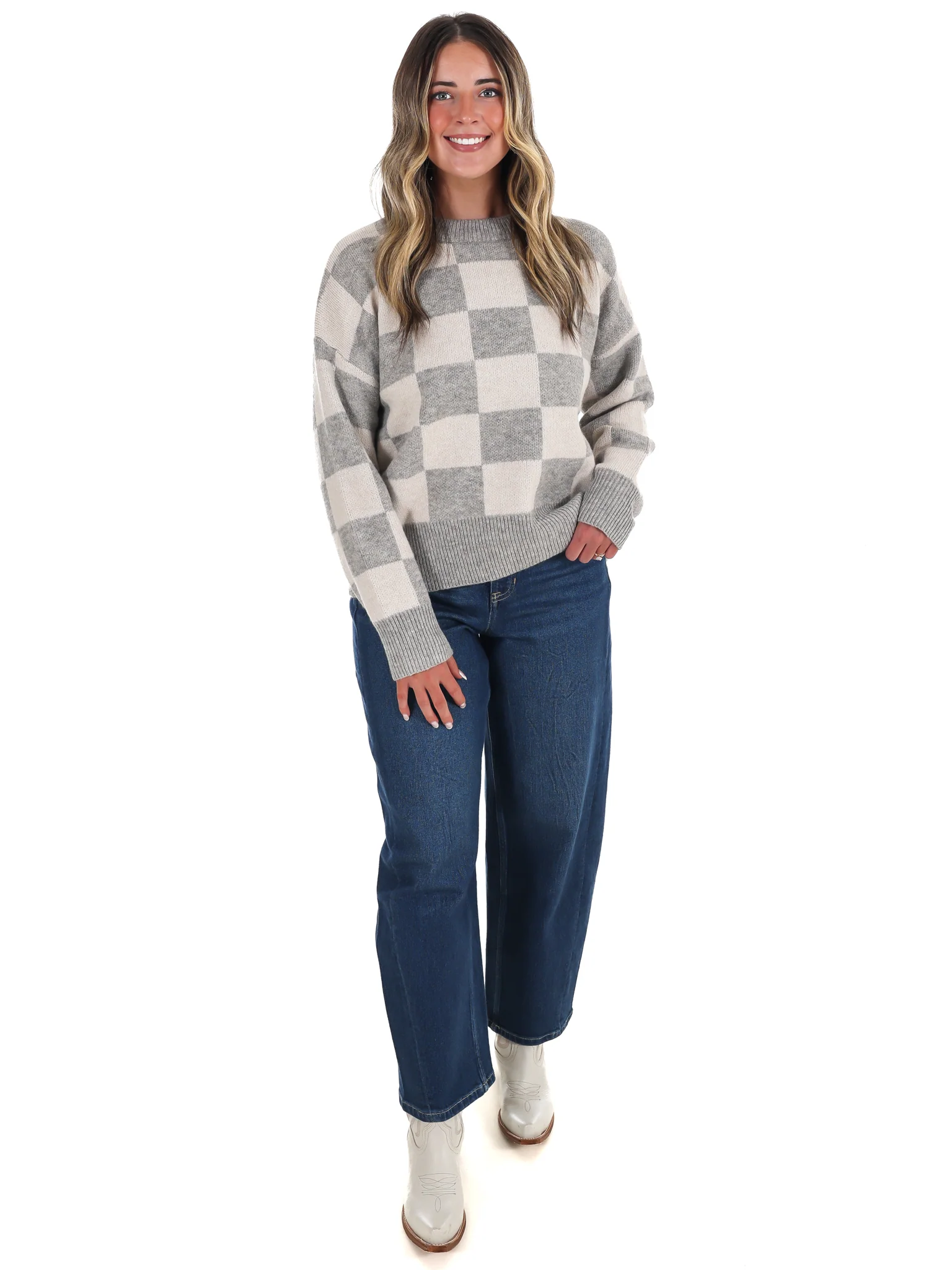 September Sky Check Sweater - Image 6