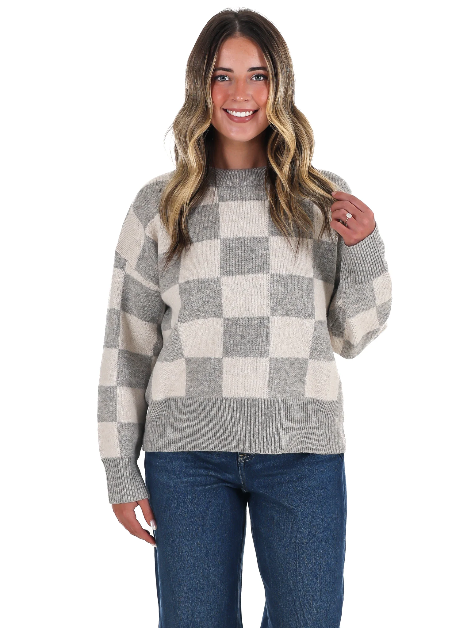 September Sky Check Sweater - Image 7
