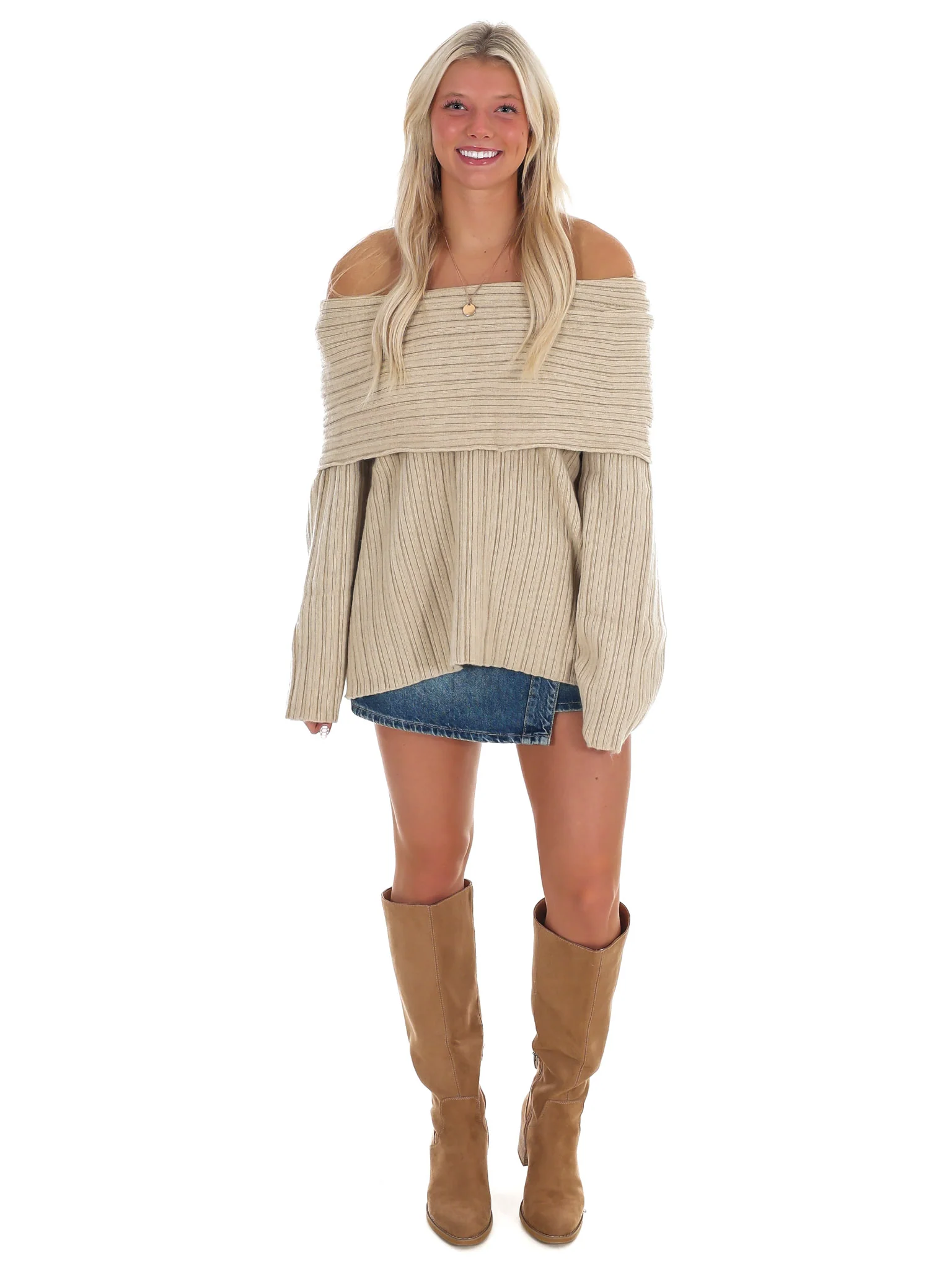 Show Me Love Off Shoulder Oversized Sweater - Image 4