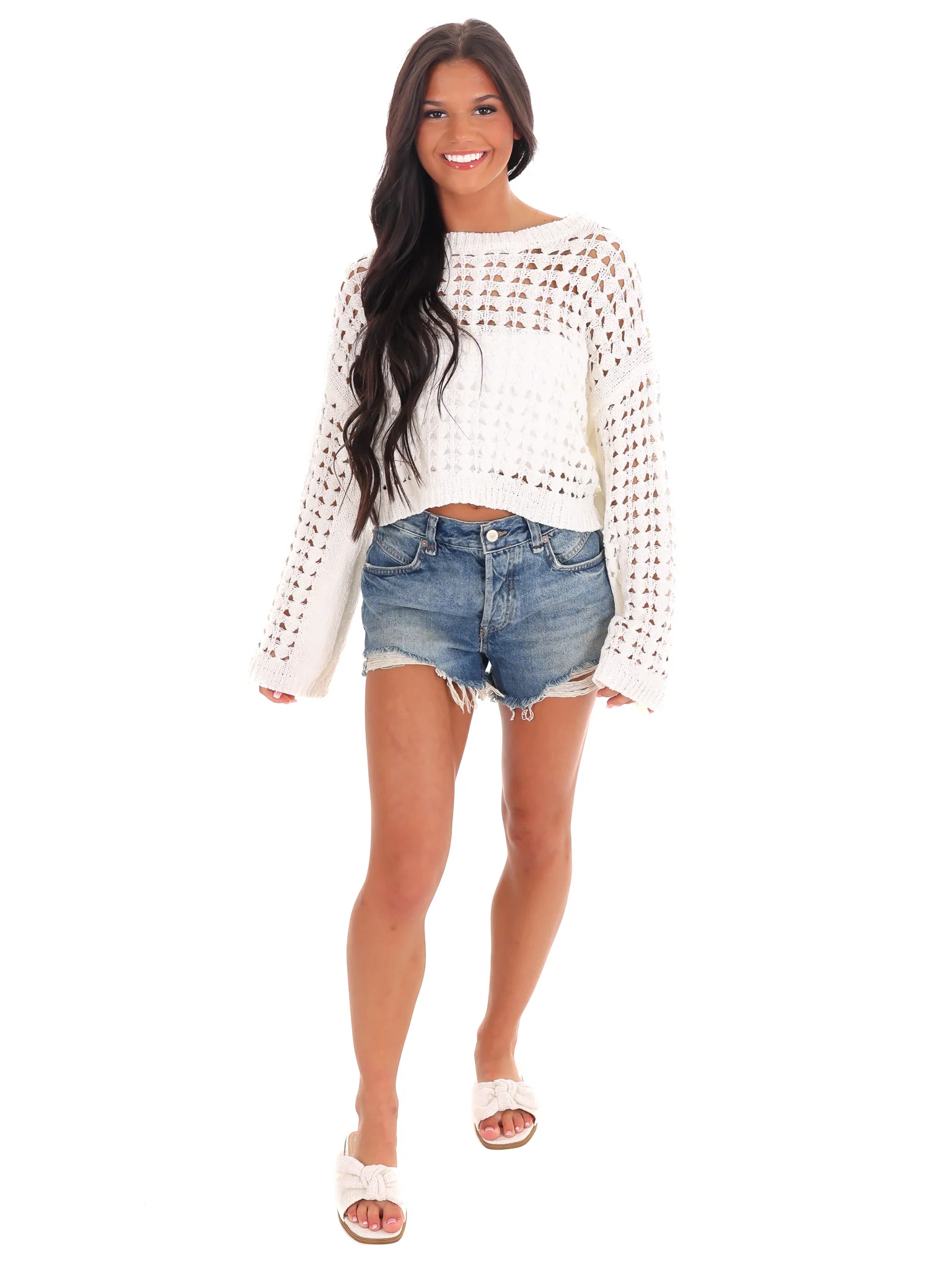 Simple Statement Open Weave Sweater - Image 2