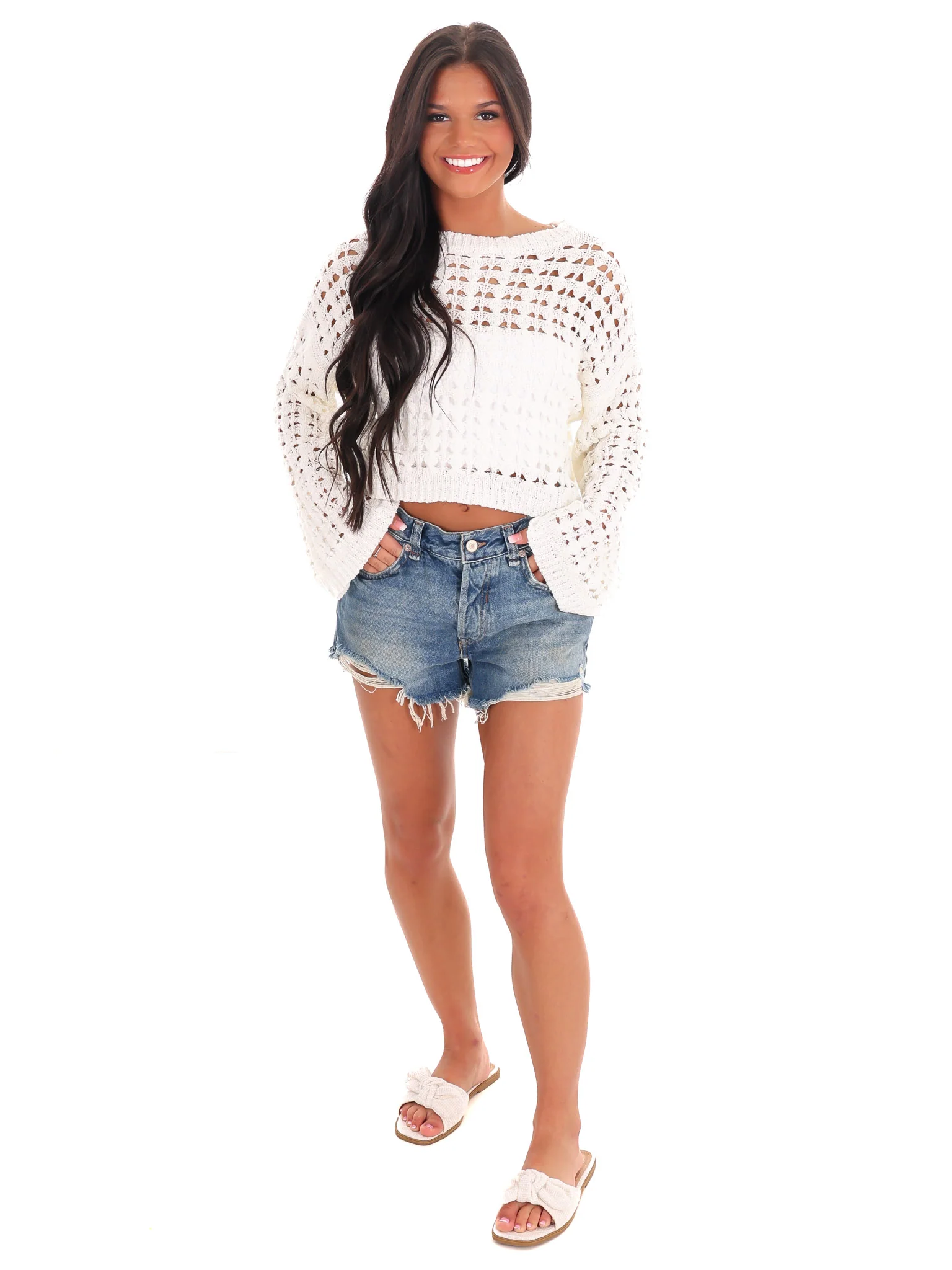 Simple Statement Open Weave Sweater - Image 4