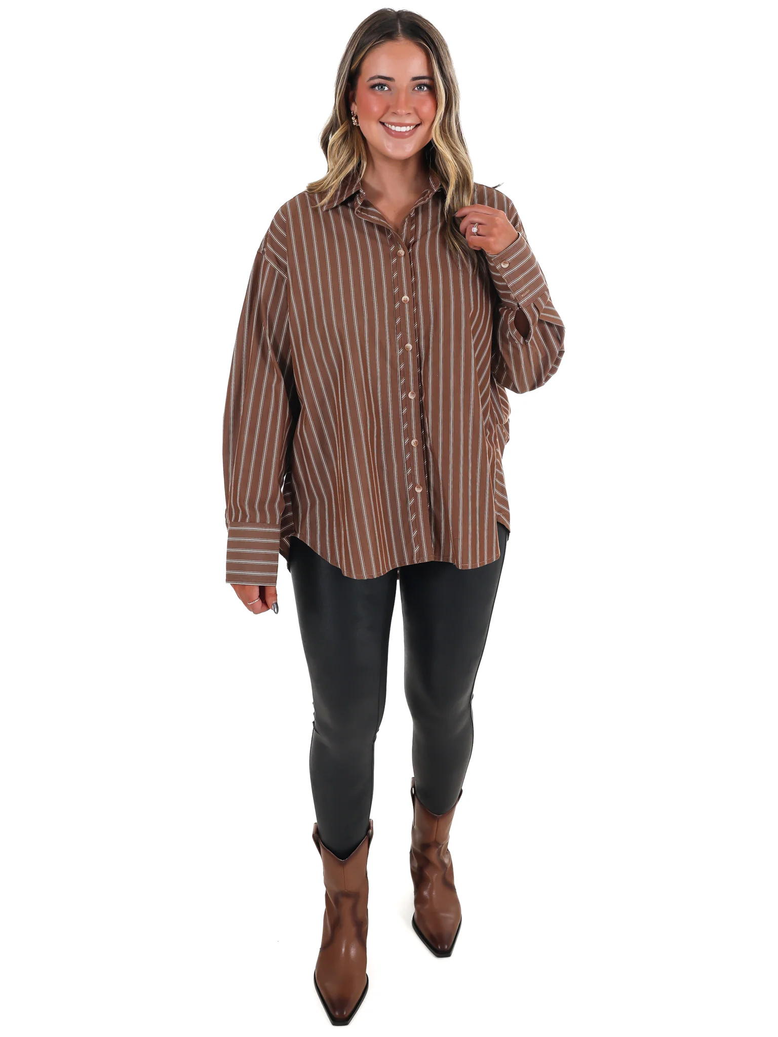 Simply Striped Poplin Button Down Top - Image 7