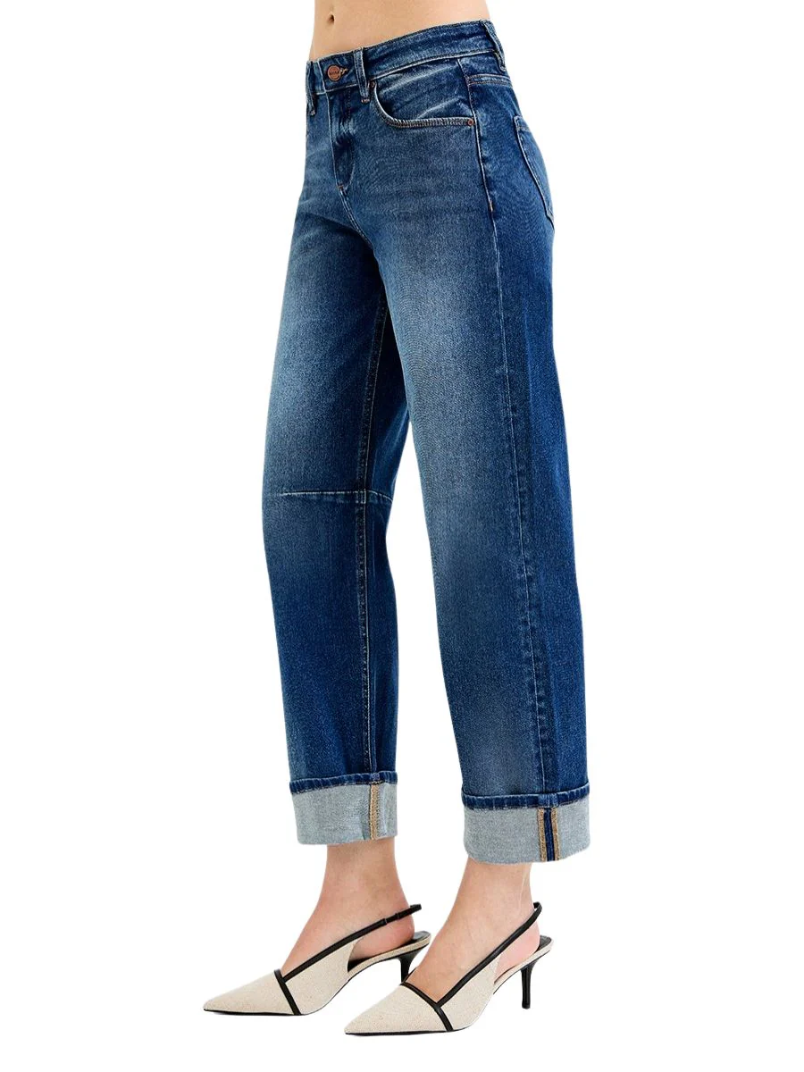 Slouchy Crop Barrel Cuffed Jeans - Image 2