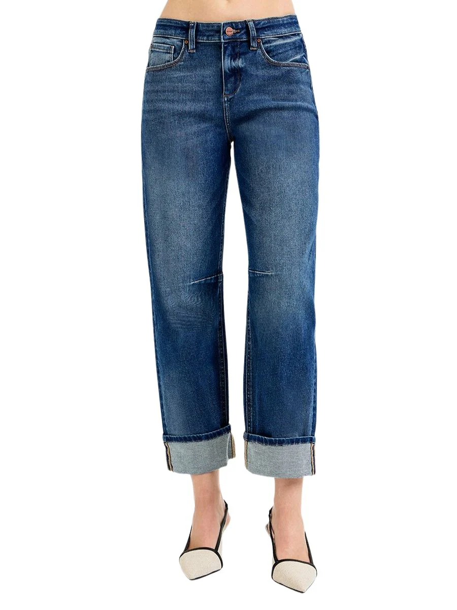 Slouchy Crop Barrel Cuffed Jeans - Image 3