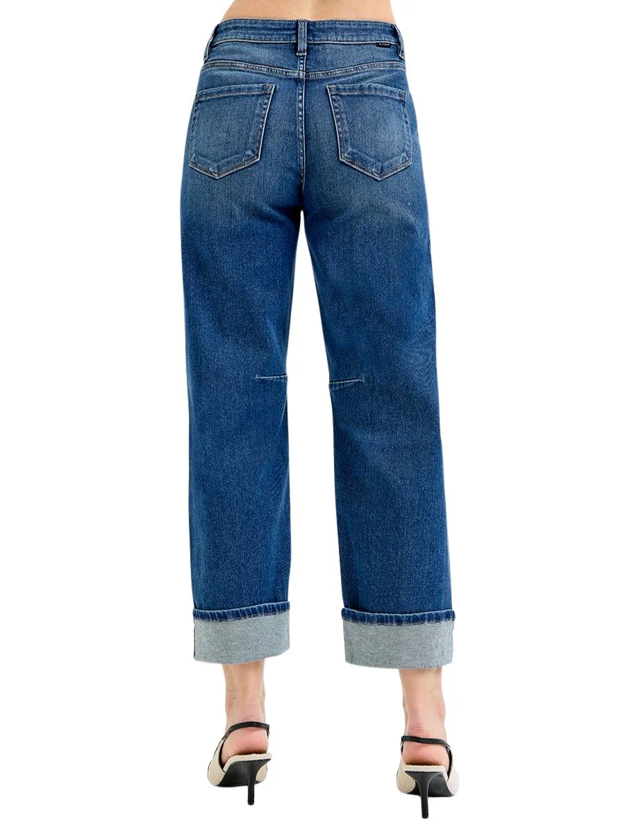 Slouchy Crop Barrel Cuffed Jeans - Image 4