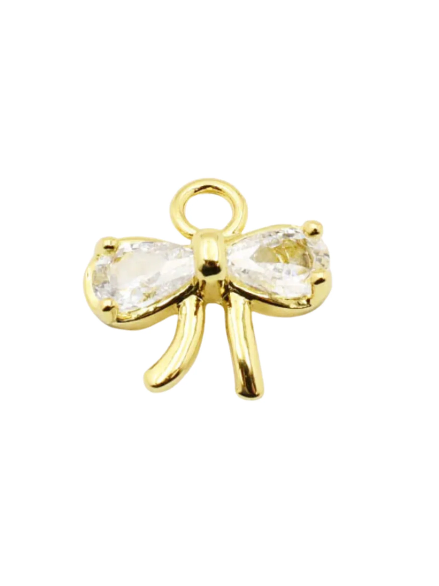 Small Gold and Rhinestone Bow Charm