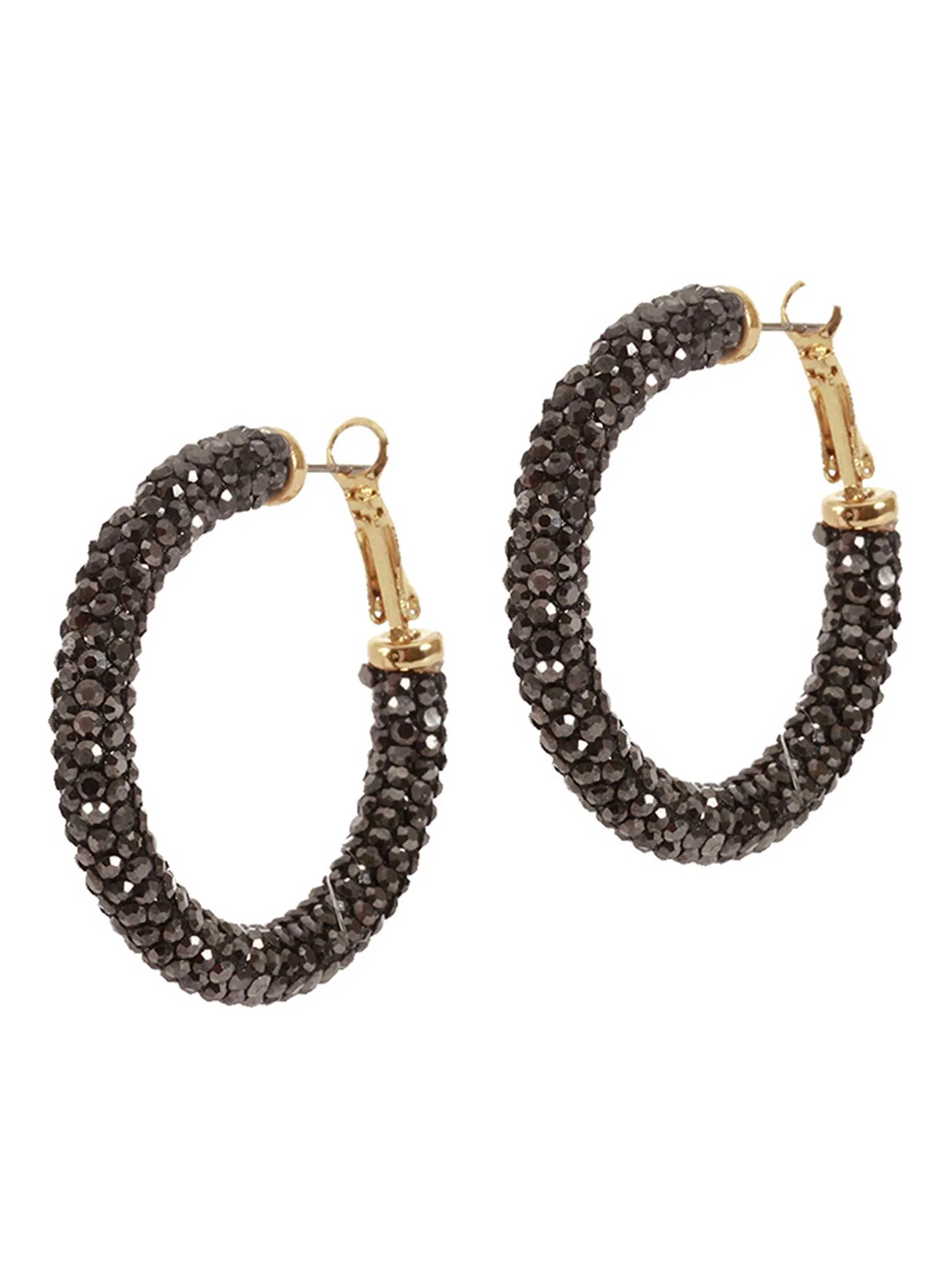 Small Rhinestone Pave Hoop Earrings - Image 2