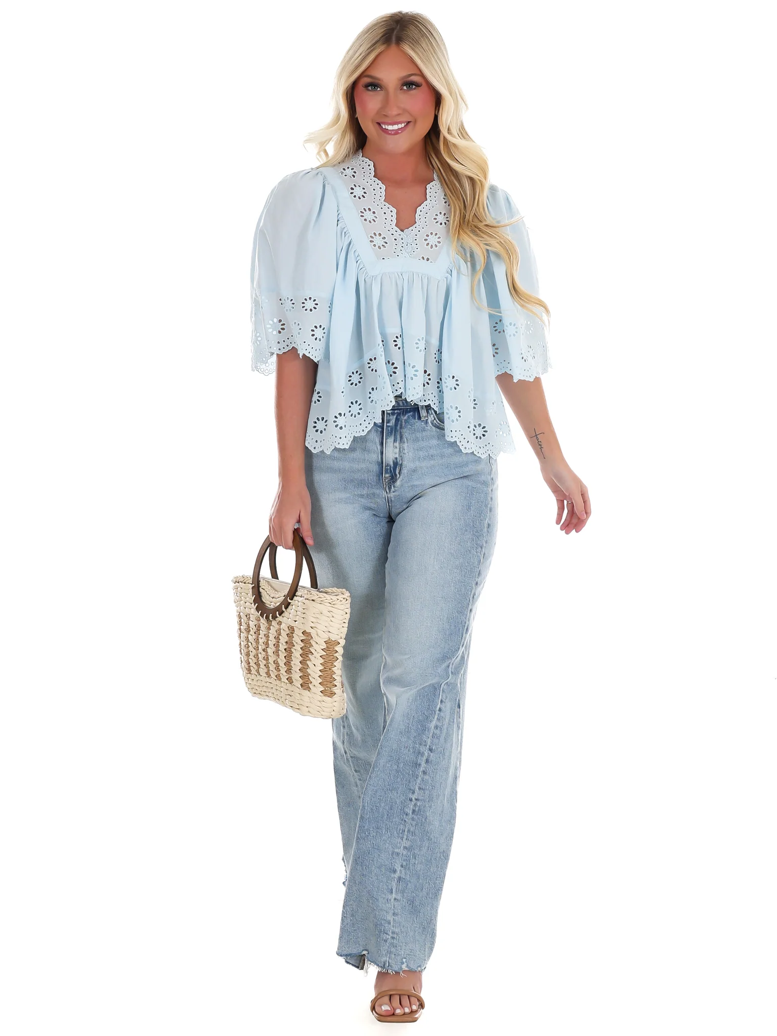Soft Kisses Eyelet Babydoll Top - Image 24