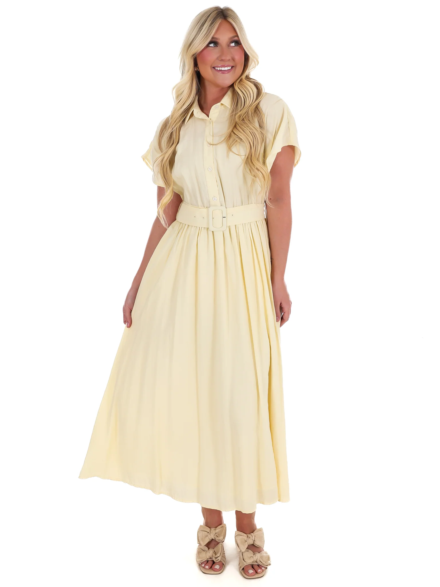 Soft Structure Belted Shirt Midi Dress - Image 2