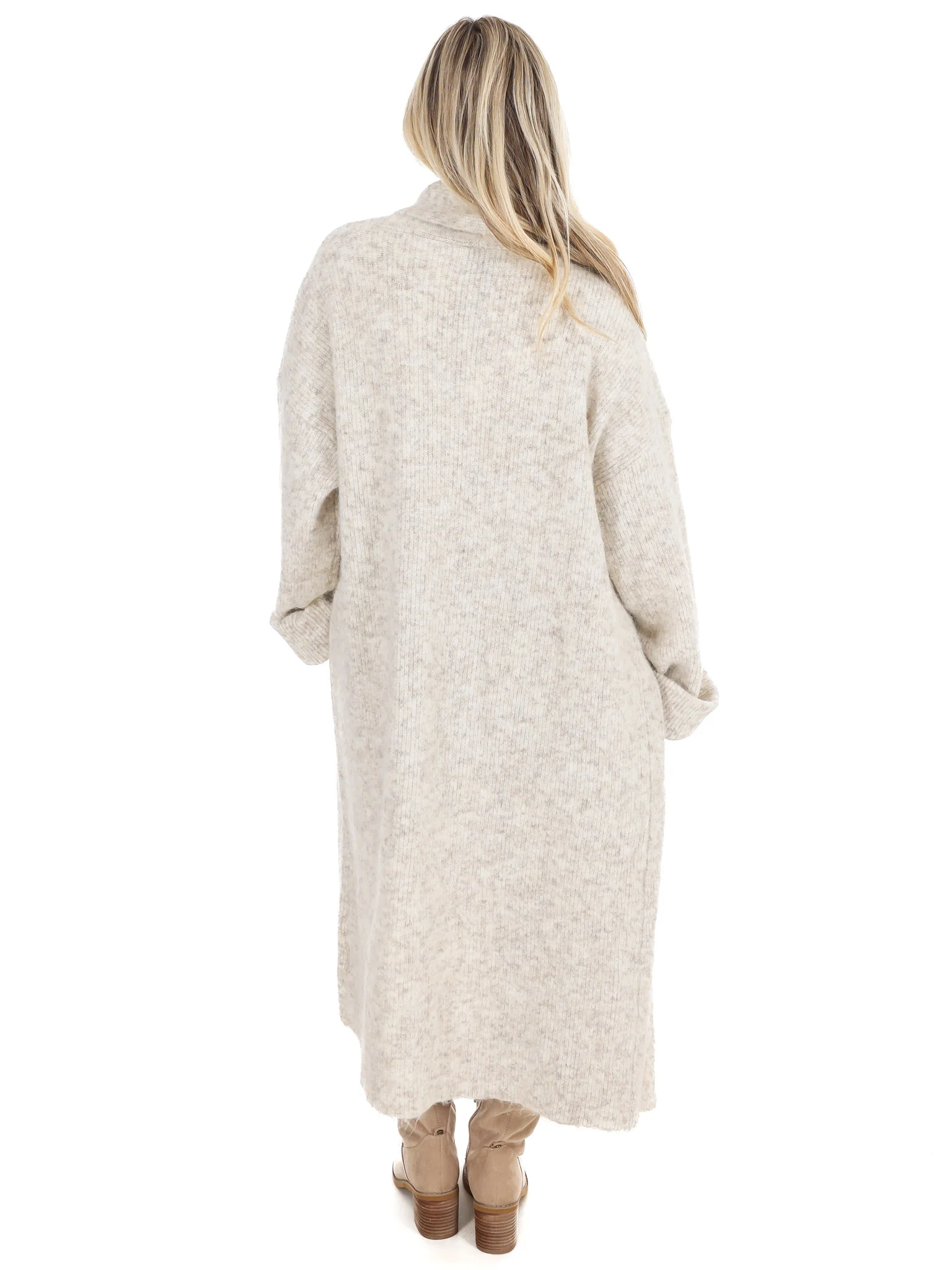 Solid Shawl Collar Open Long Cardigan - Image 9