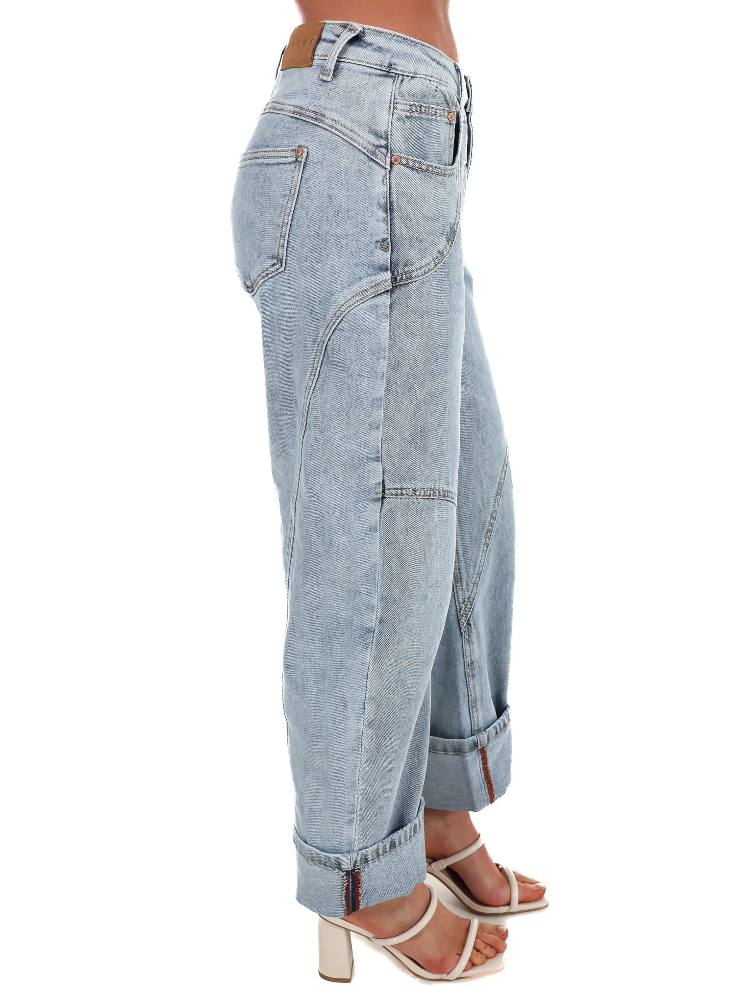 Something Simple High Rise Barrel Wide Cuff Jeans - Image 2