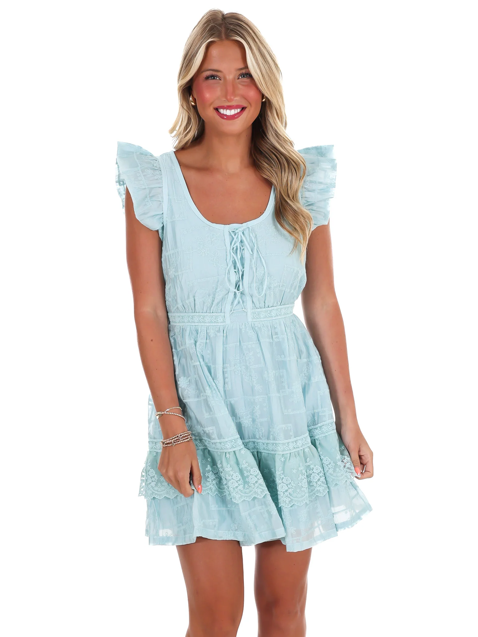 Stay for Awhile Lace Mini Dress