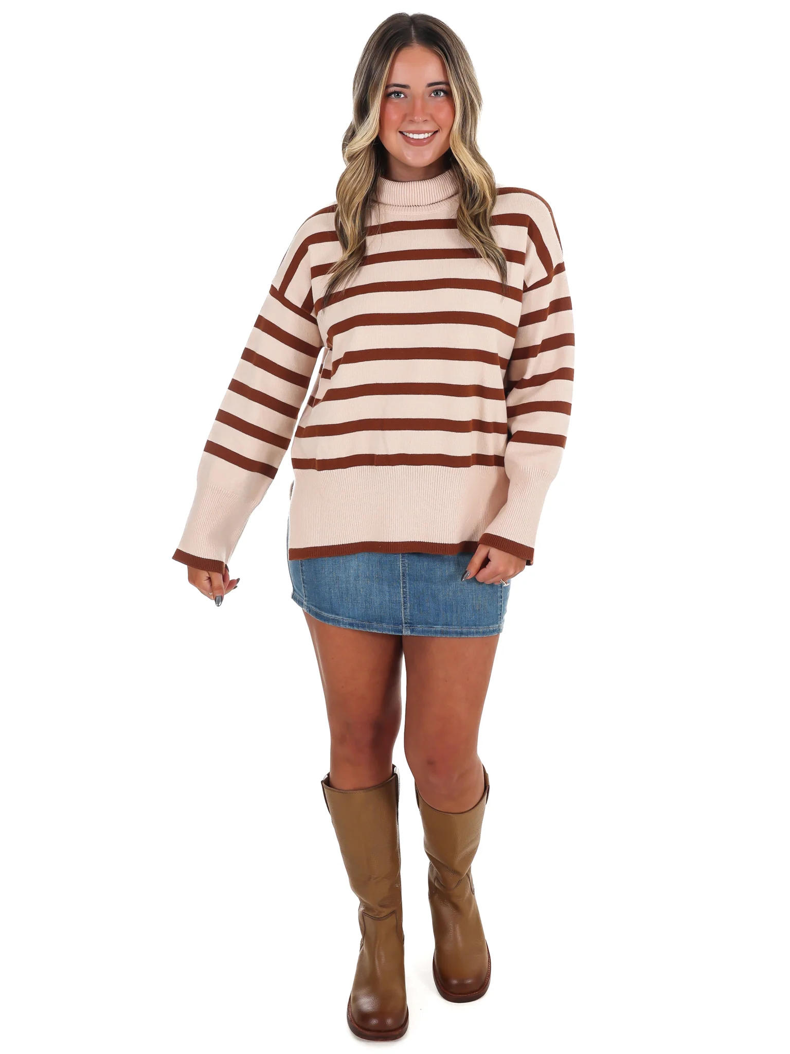 Storied Stripe Oversized Turtleneck Sweater - Image 2