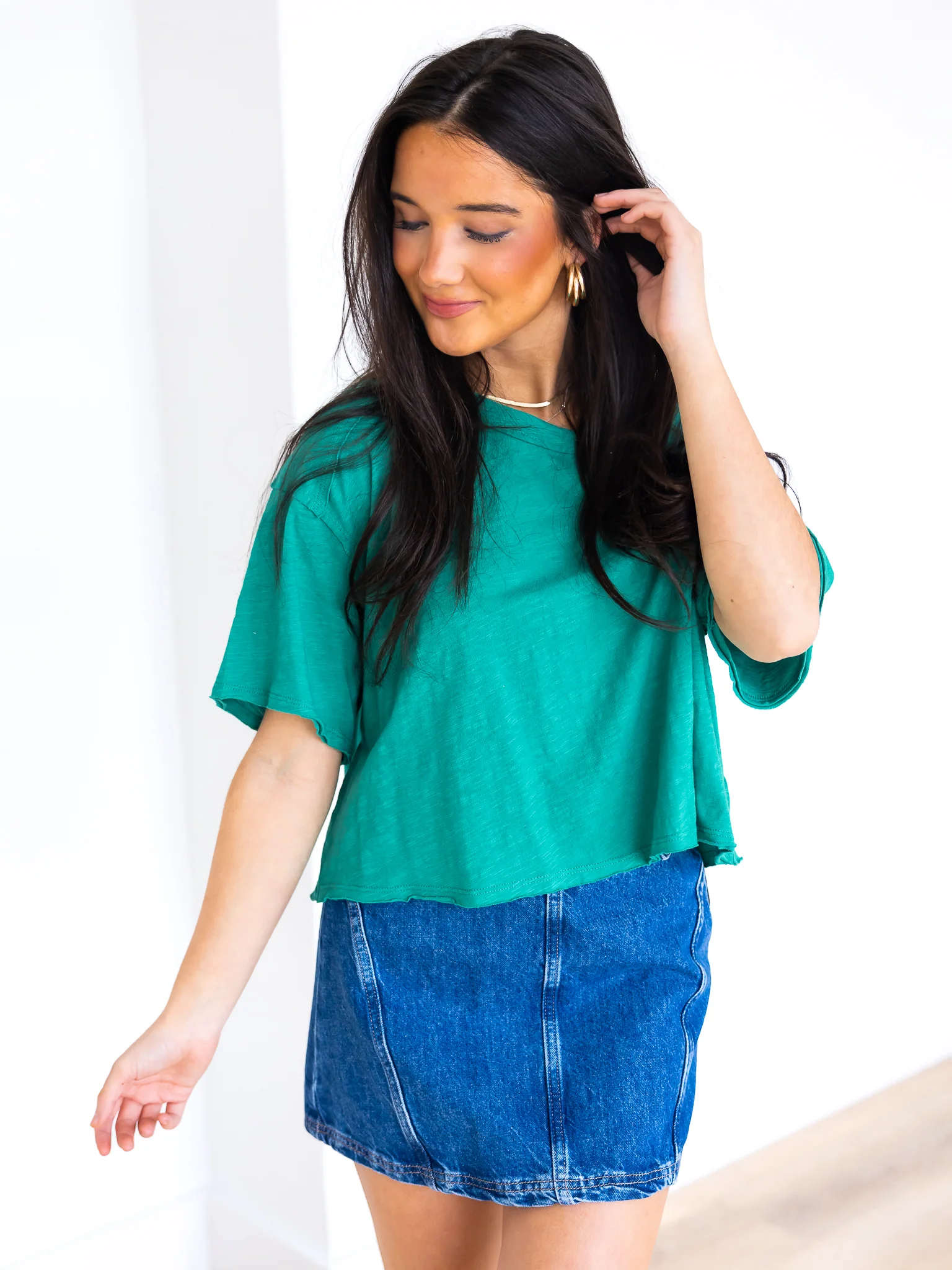 Straight Line Cotton Slub Crop Top