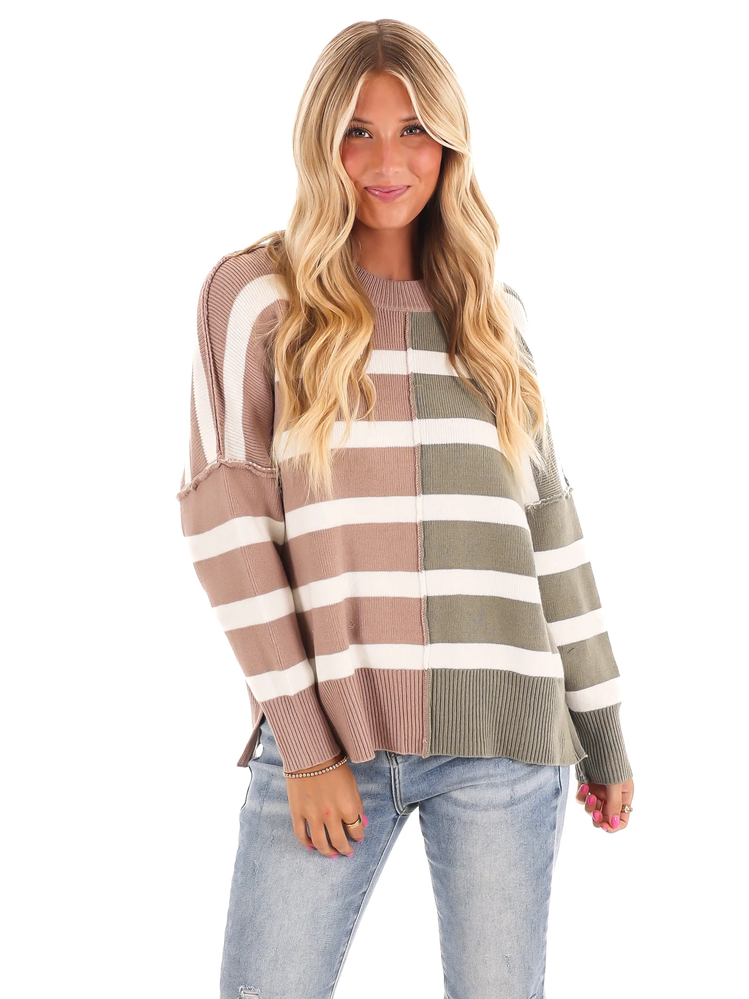 Stripes of Style Colorblock Sweater - Image 3