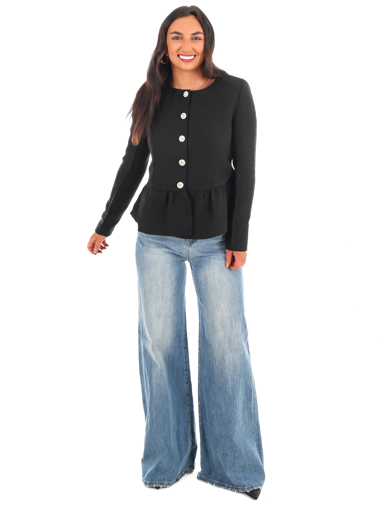 Stylish Tweed Button Up Jacket - Image 2