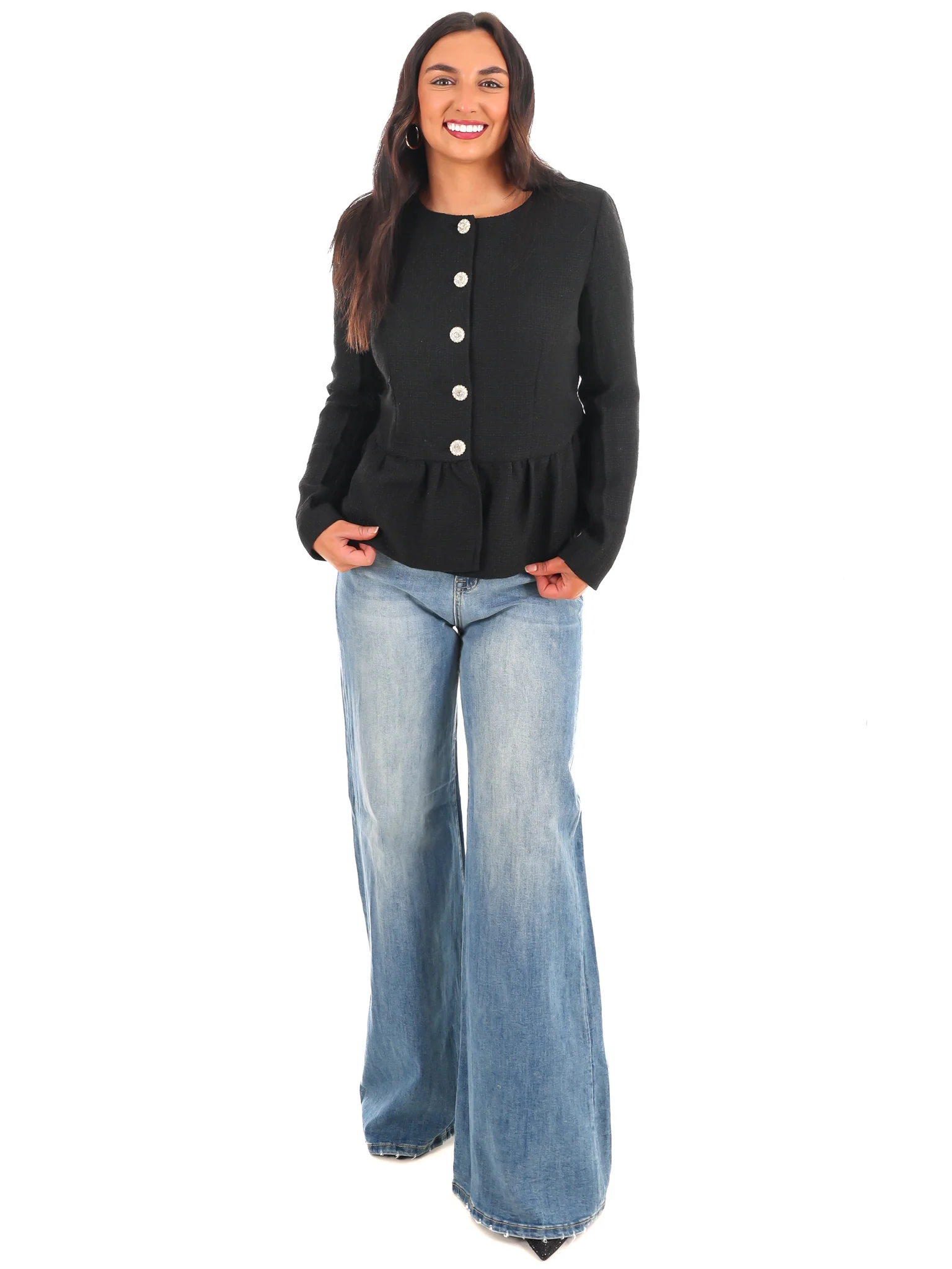 Stylish Tweed Button Up Jacket - Image 4