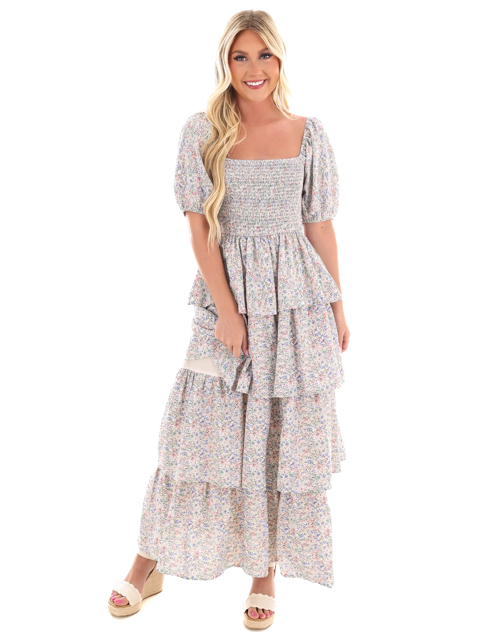 Sunday Funday Floral Ruffle Maxi Dress
