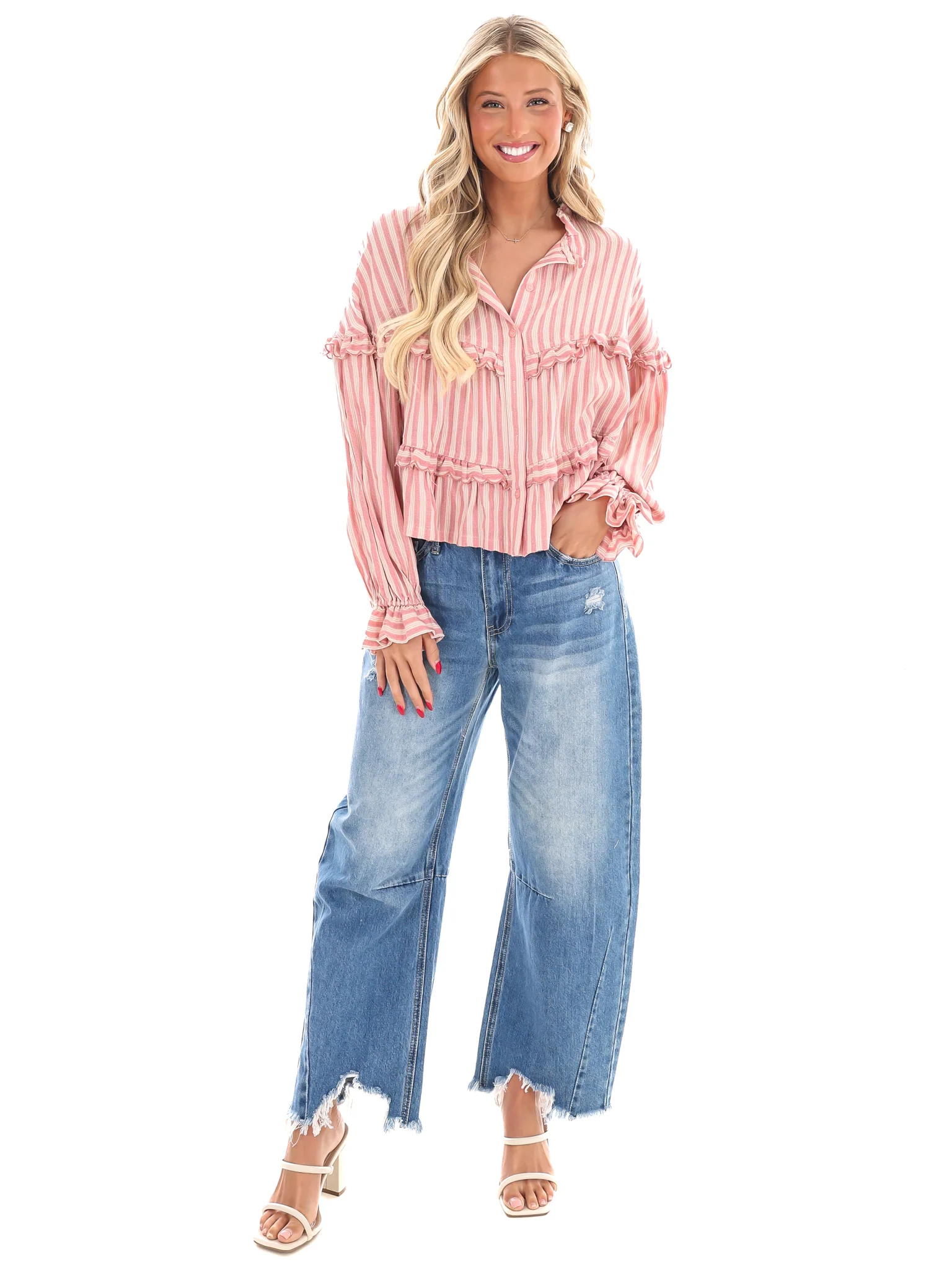 Sunset Steps Stripe Flowy Top - Image 2