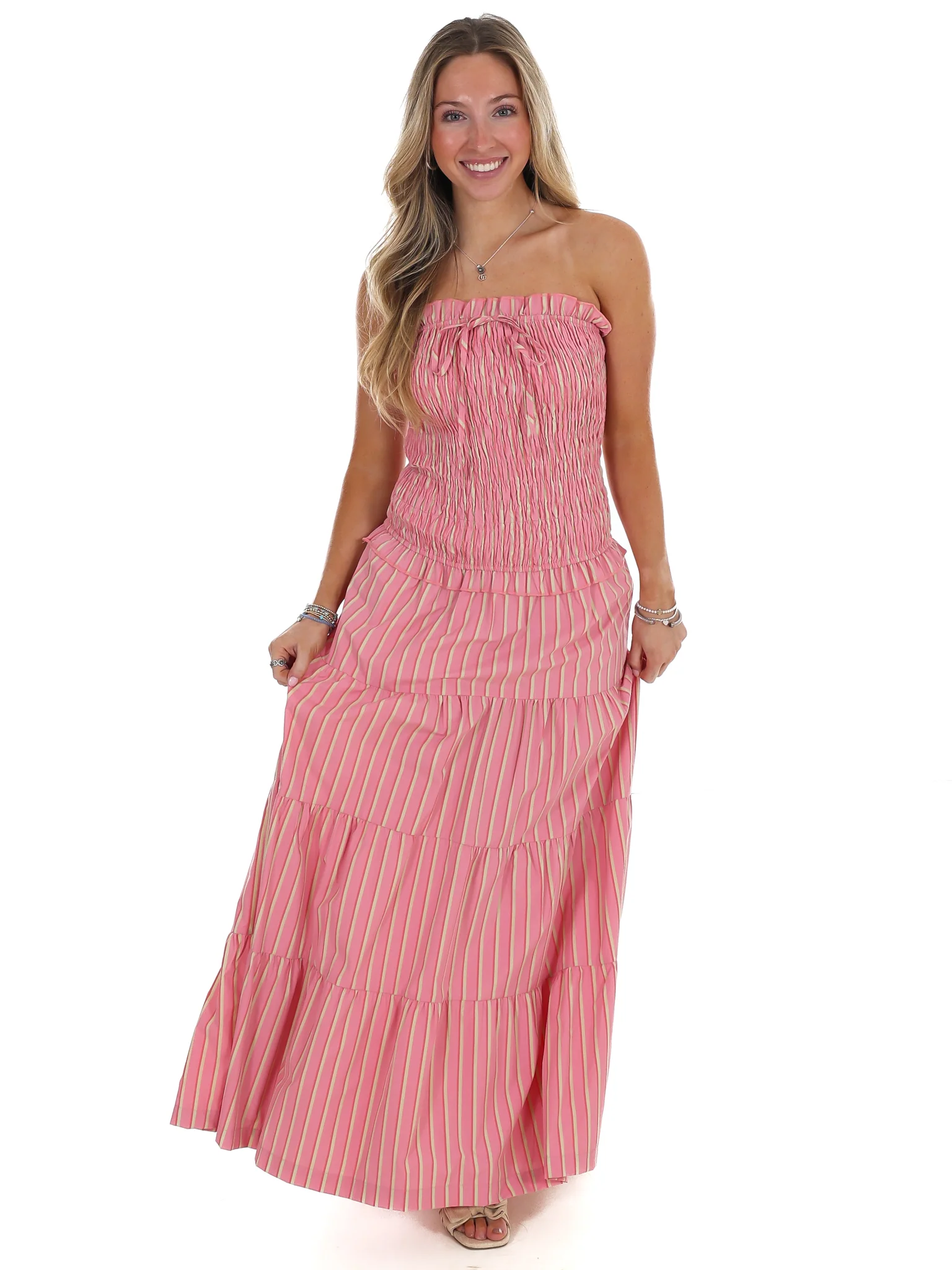 Sunthread Striped Smocked Maxi Dress - Image 2