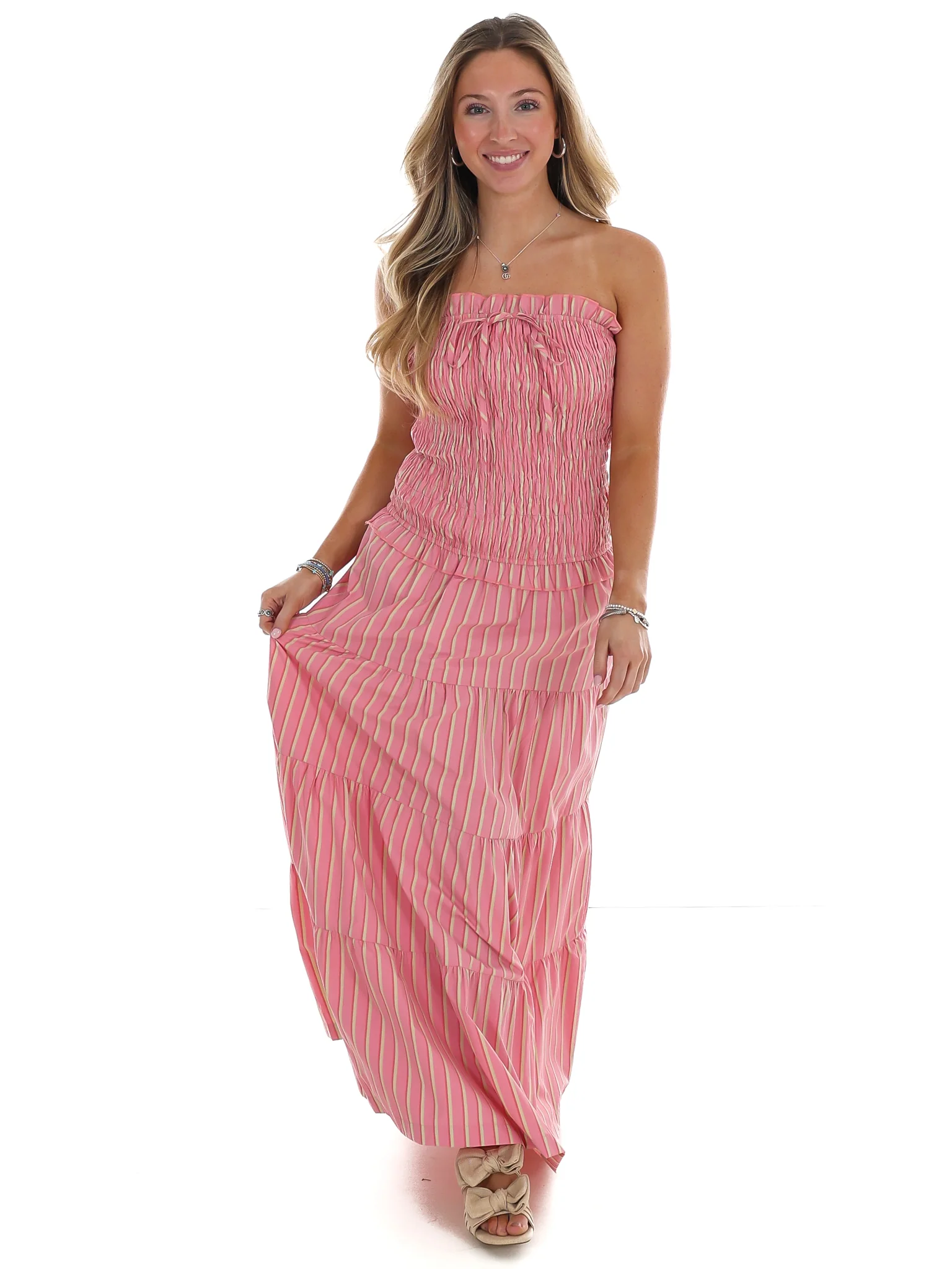 Sunthread Striped Smocked Maxi Dress - Image 3