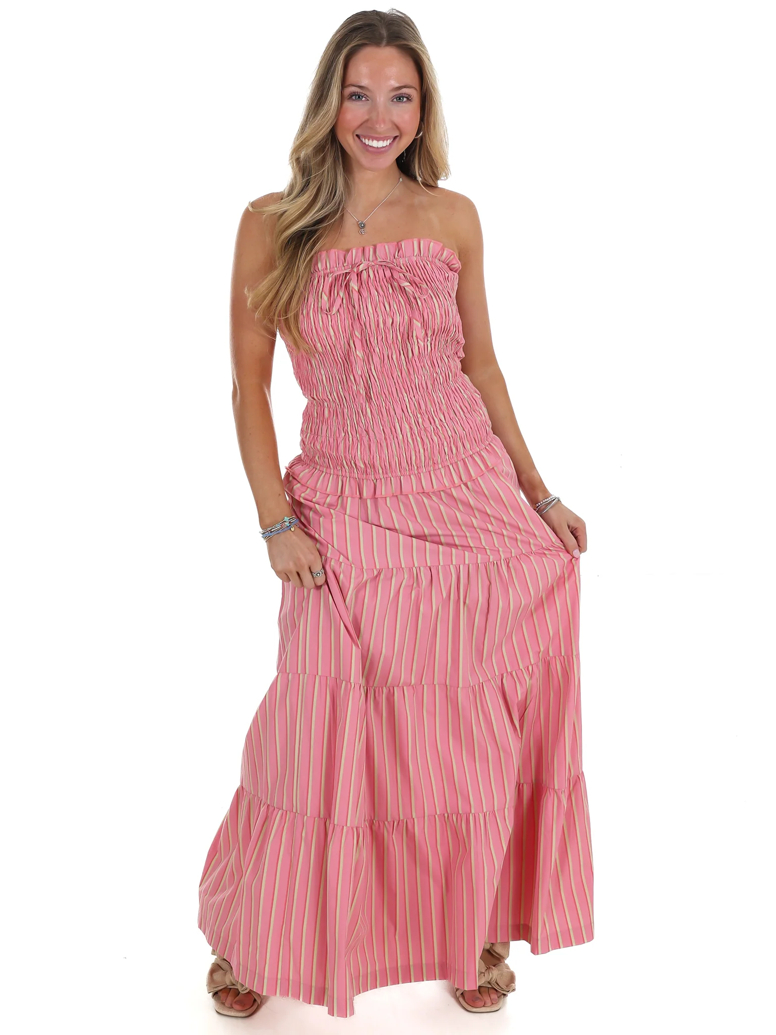 Sunthread Striped Smocked Maxi Dress - Image 5