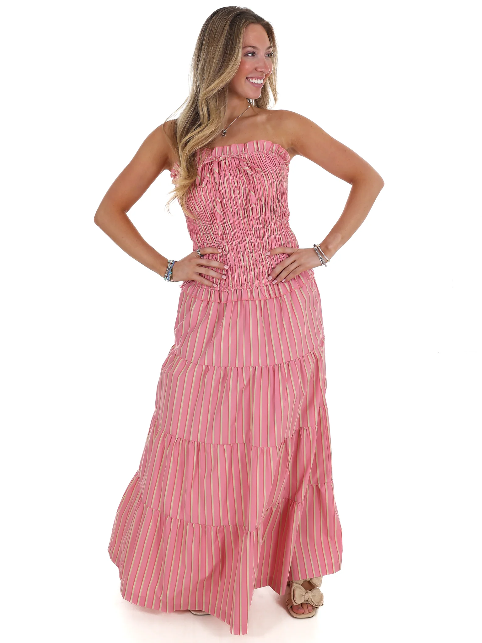Sunthread Striped Smocked Maxi Dress - Image 6