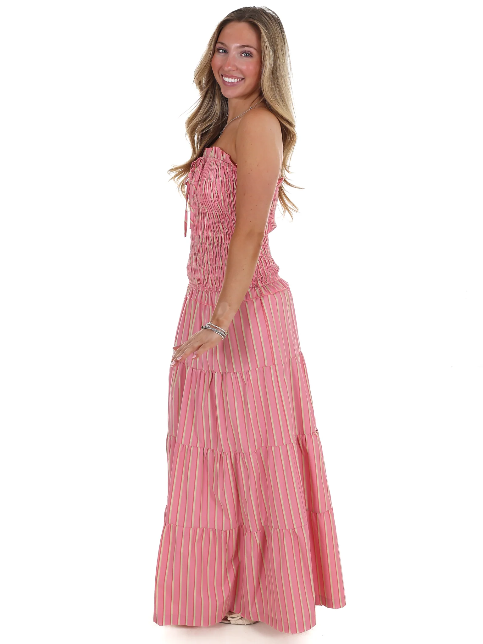 Sunthread Striped Smocked Maxi Dress - Image 7