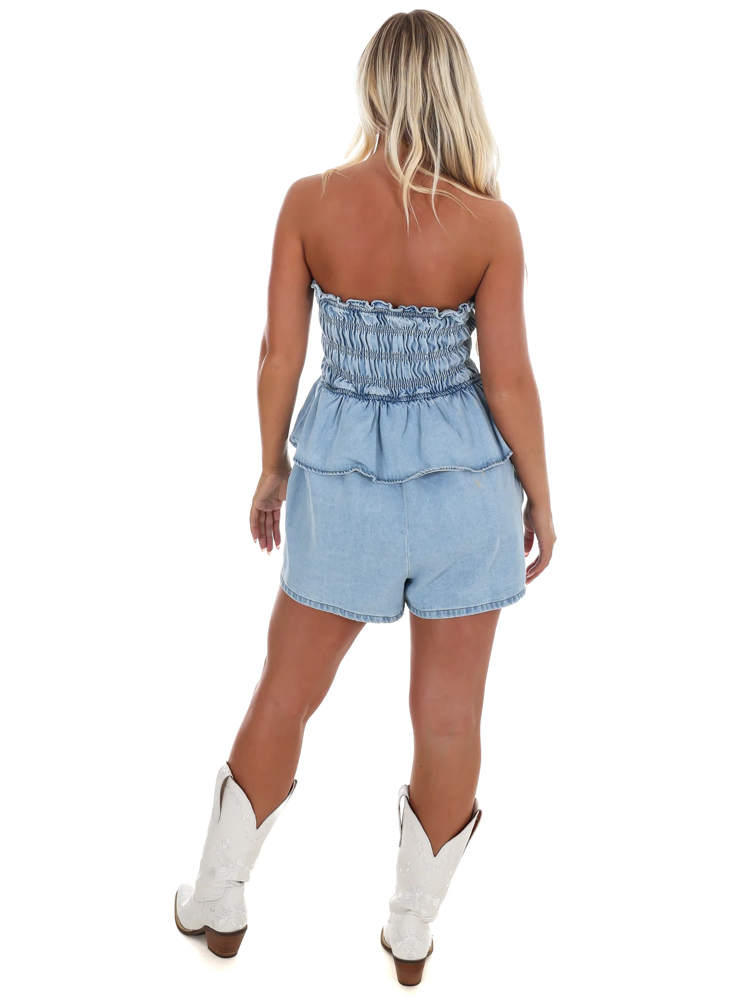 Sunwashed Denim Romper - Image 8