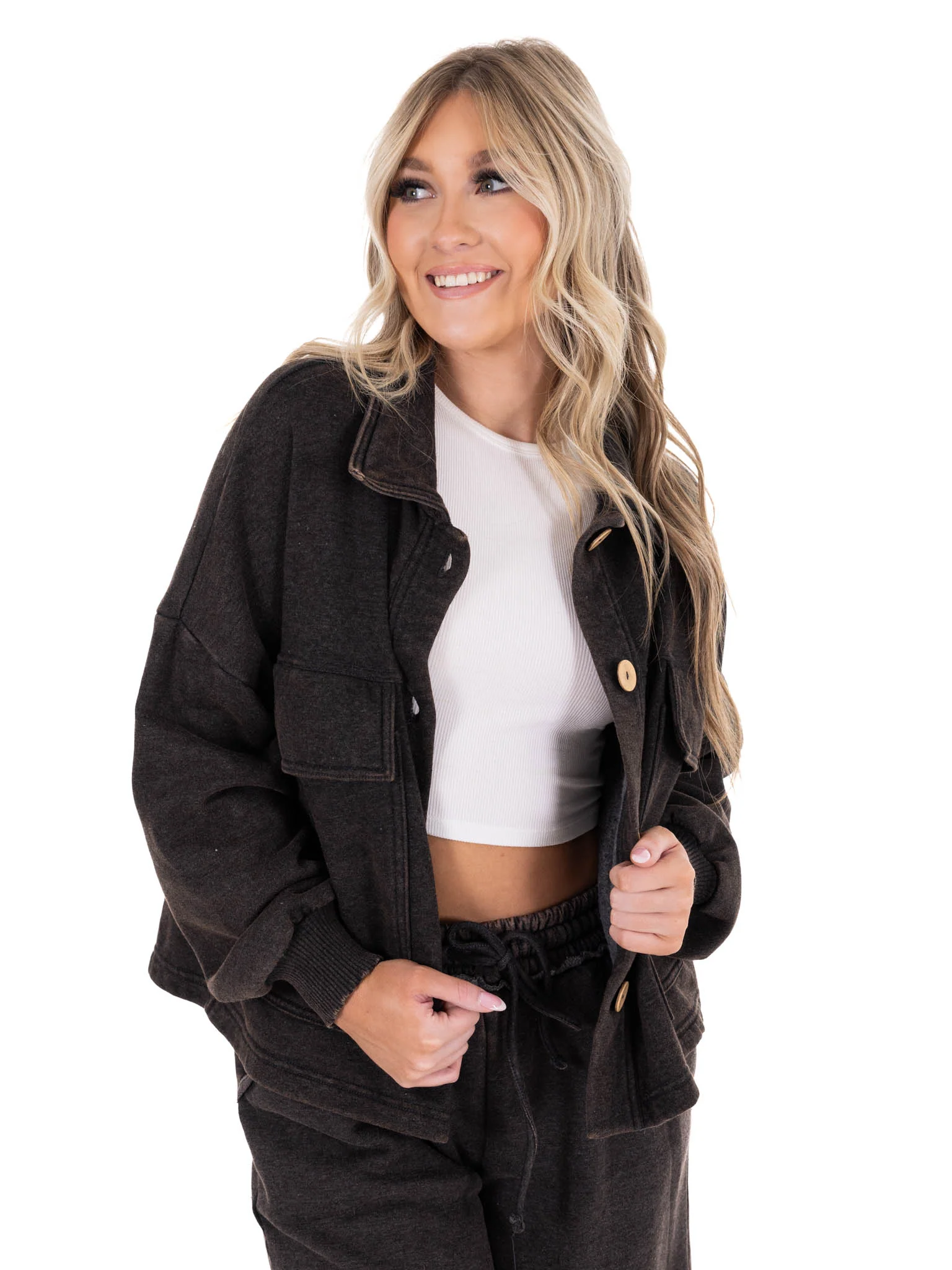 Sweet Beginnings Cropped Shacket - Image 9