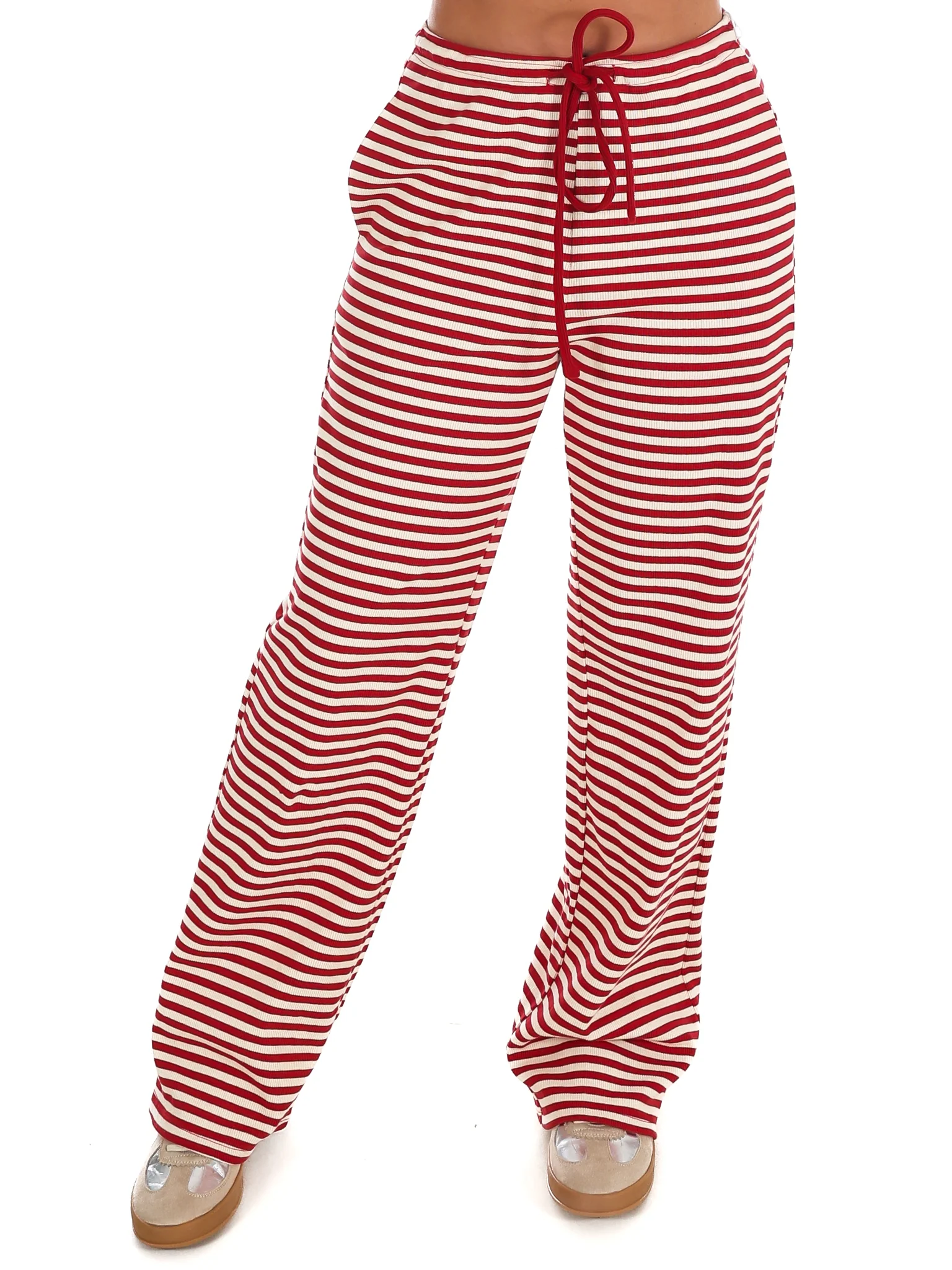 Sweet Intentions Striped Ribbed Drawstring Lounge Pants - Image 8