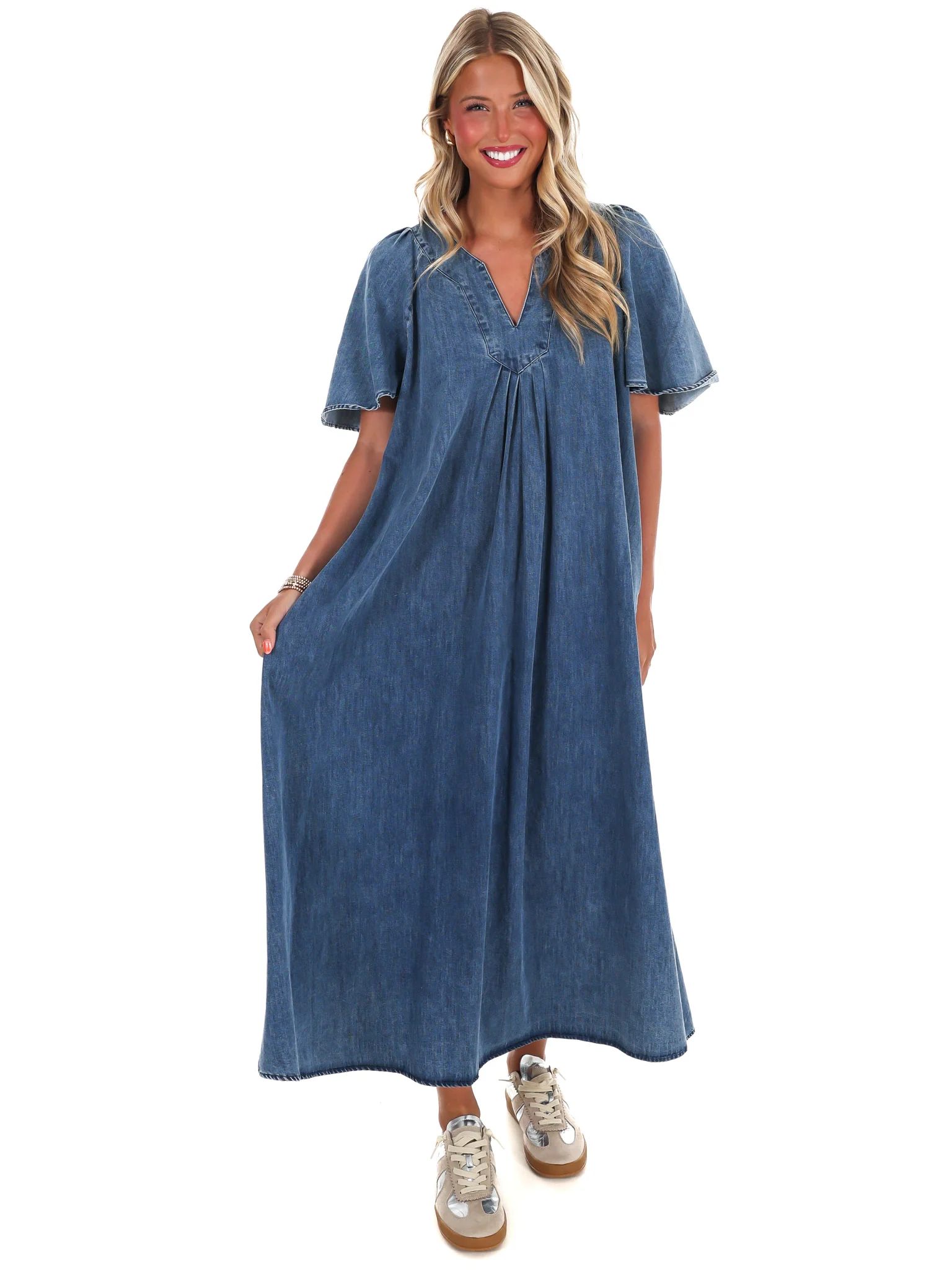 Take the Lead Denim Maxi Dress - Image 2