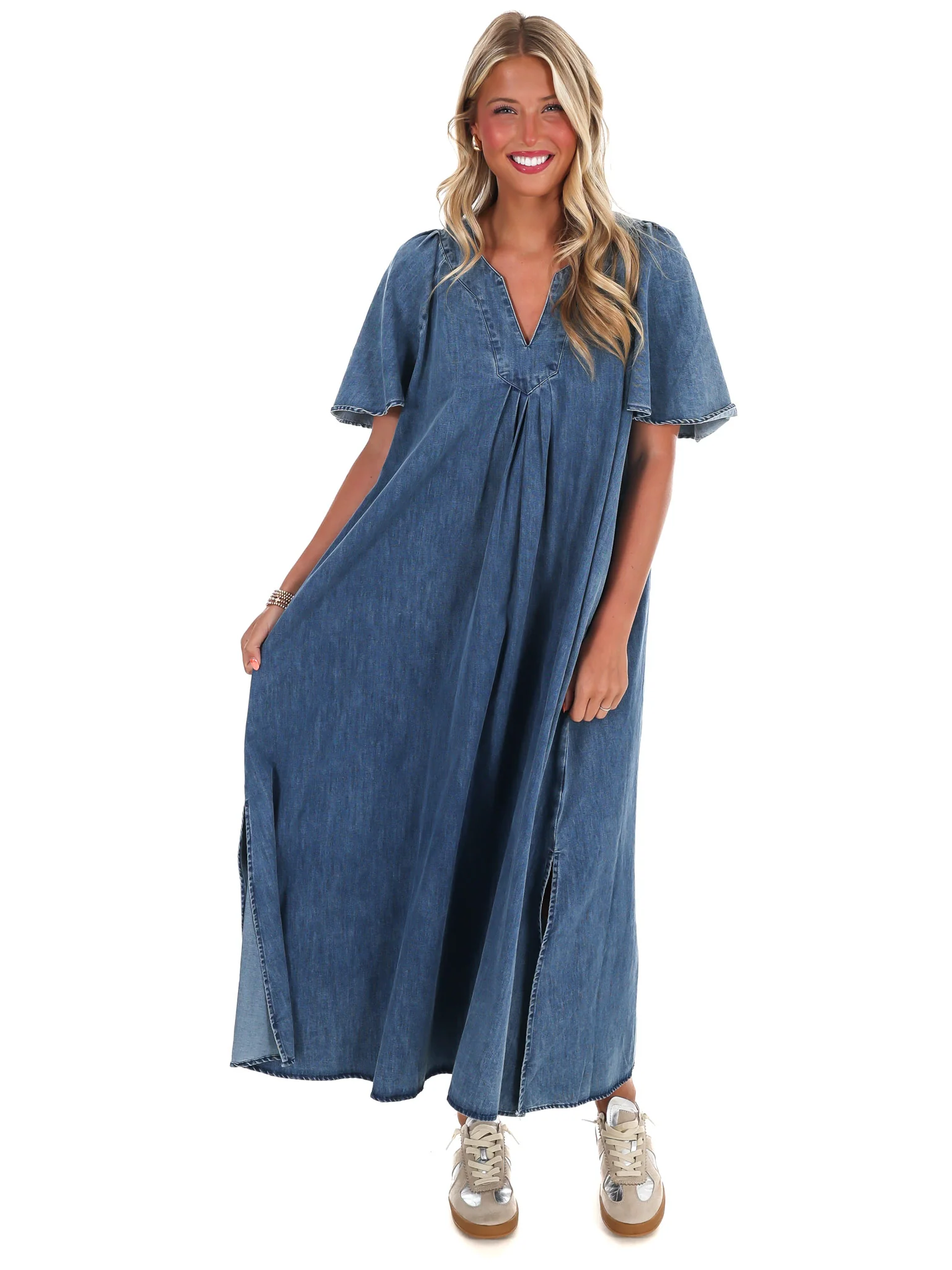 Take the Lead Denim Maxi Dress - Image 4