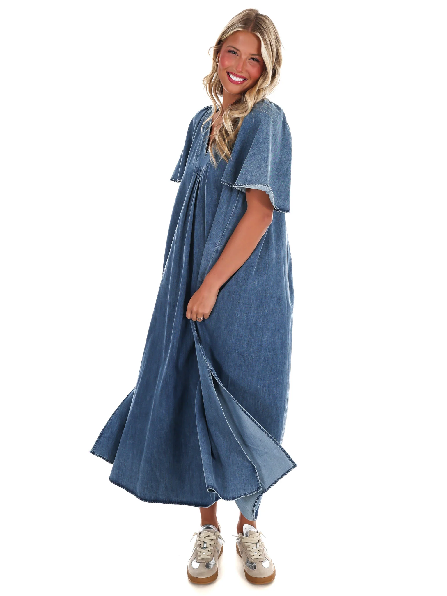 Take the Lead Denim Maxi Dress - Image 5