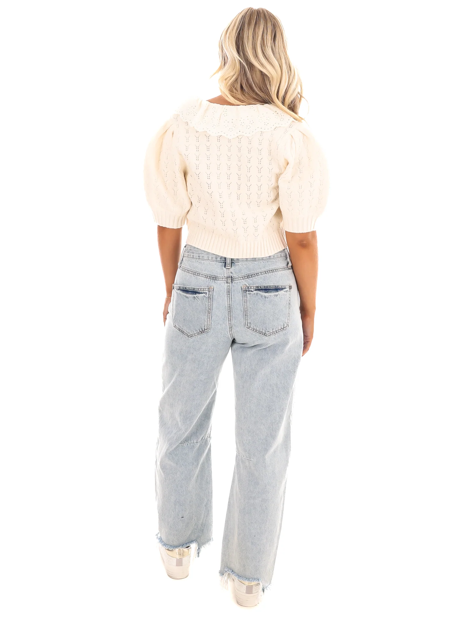 Talk My Language Crochet Collar Cardigan - Image 7