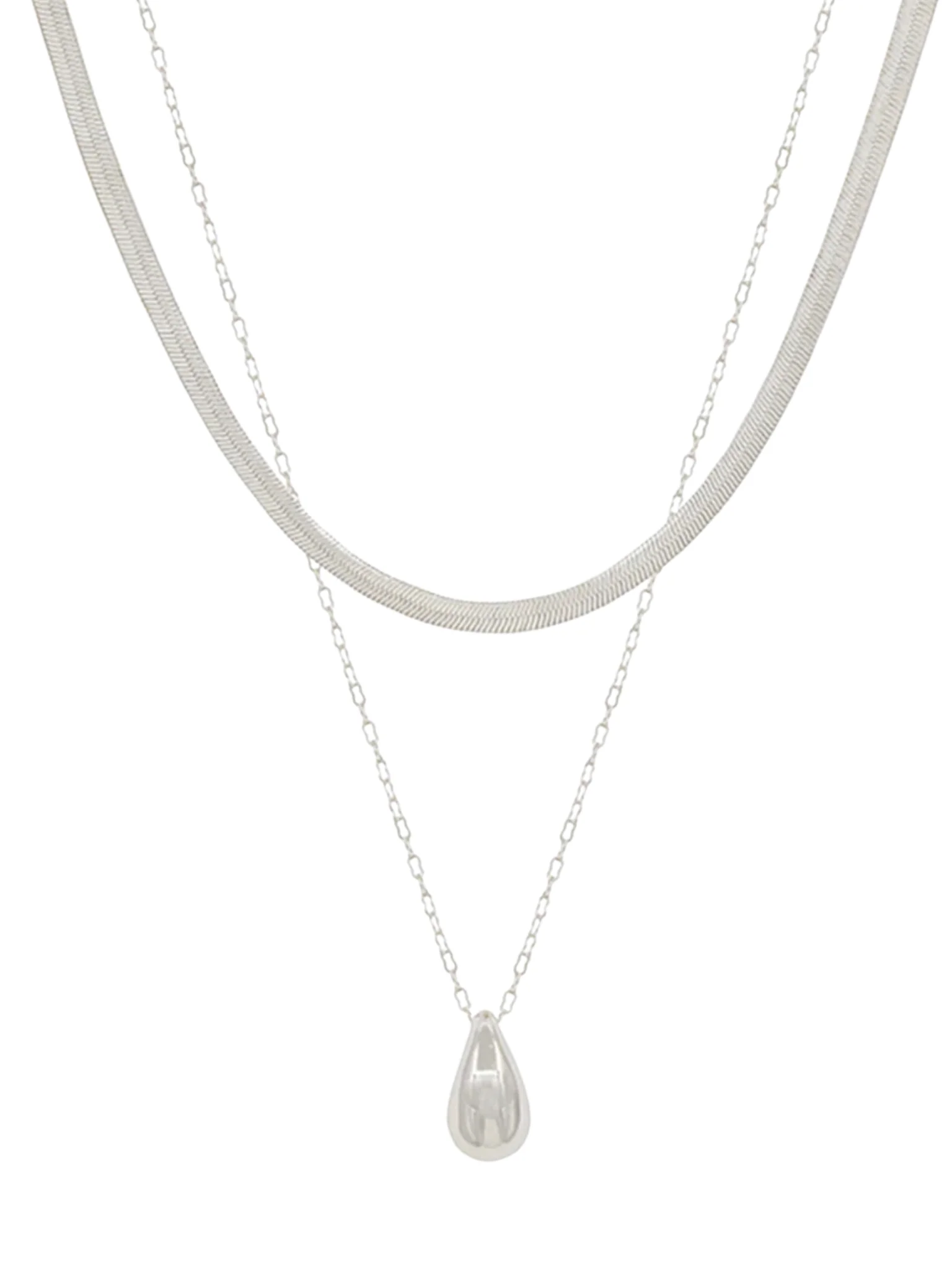 Teardrop & Snake Chain Short Necklace - Image 2