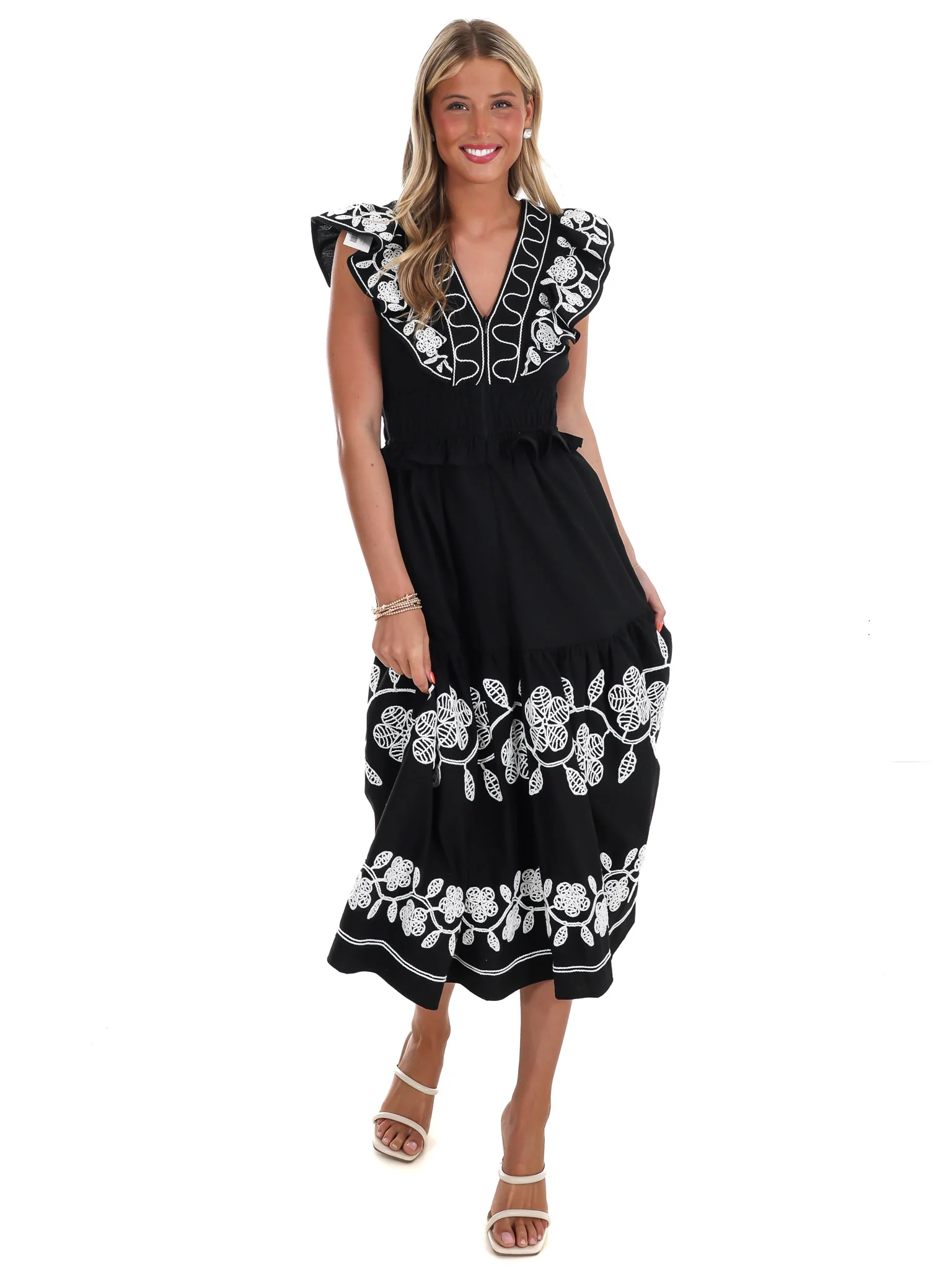 Tell Me Everything Embroidery Midi Dress