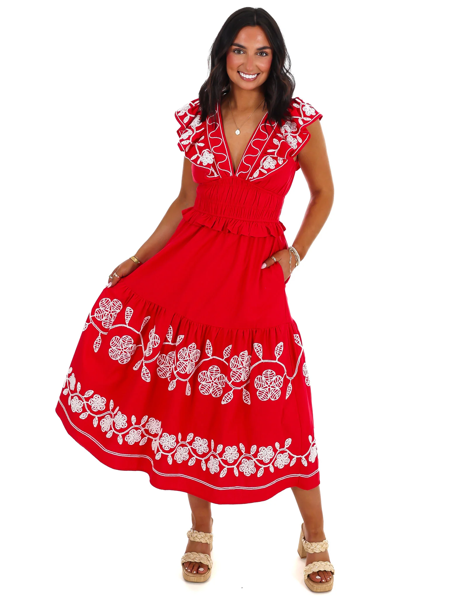 Tell Me Everything Embroidery Midi Dress - Image 9