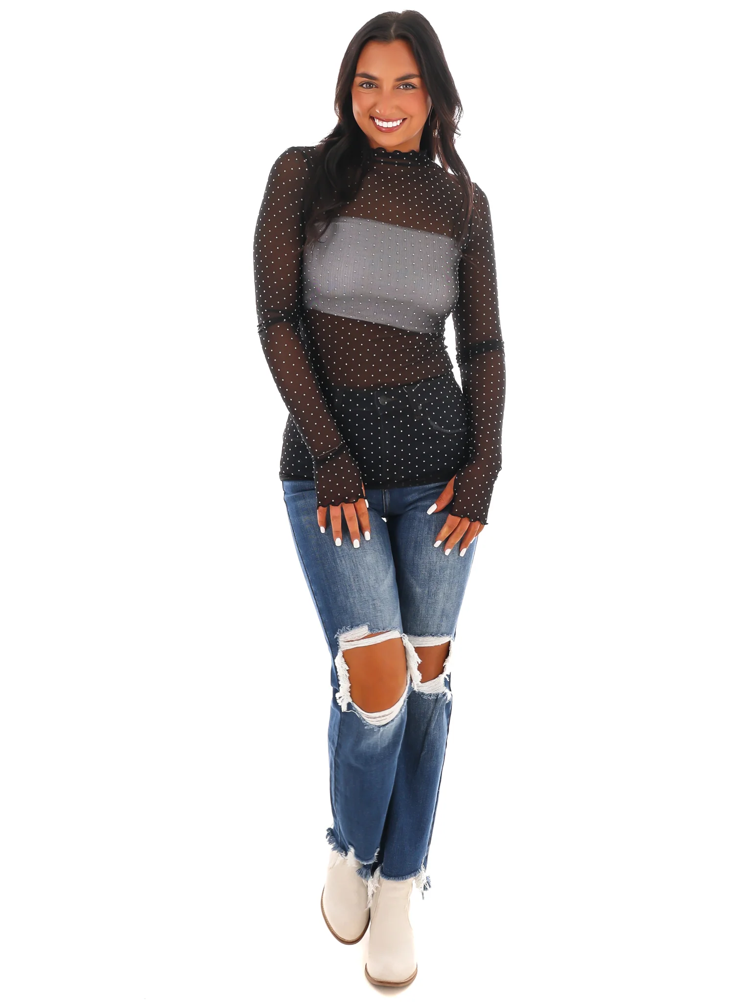 Tell Me Something Mesh Polka Dot Top - Image 2
