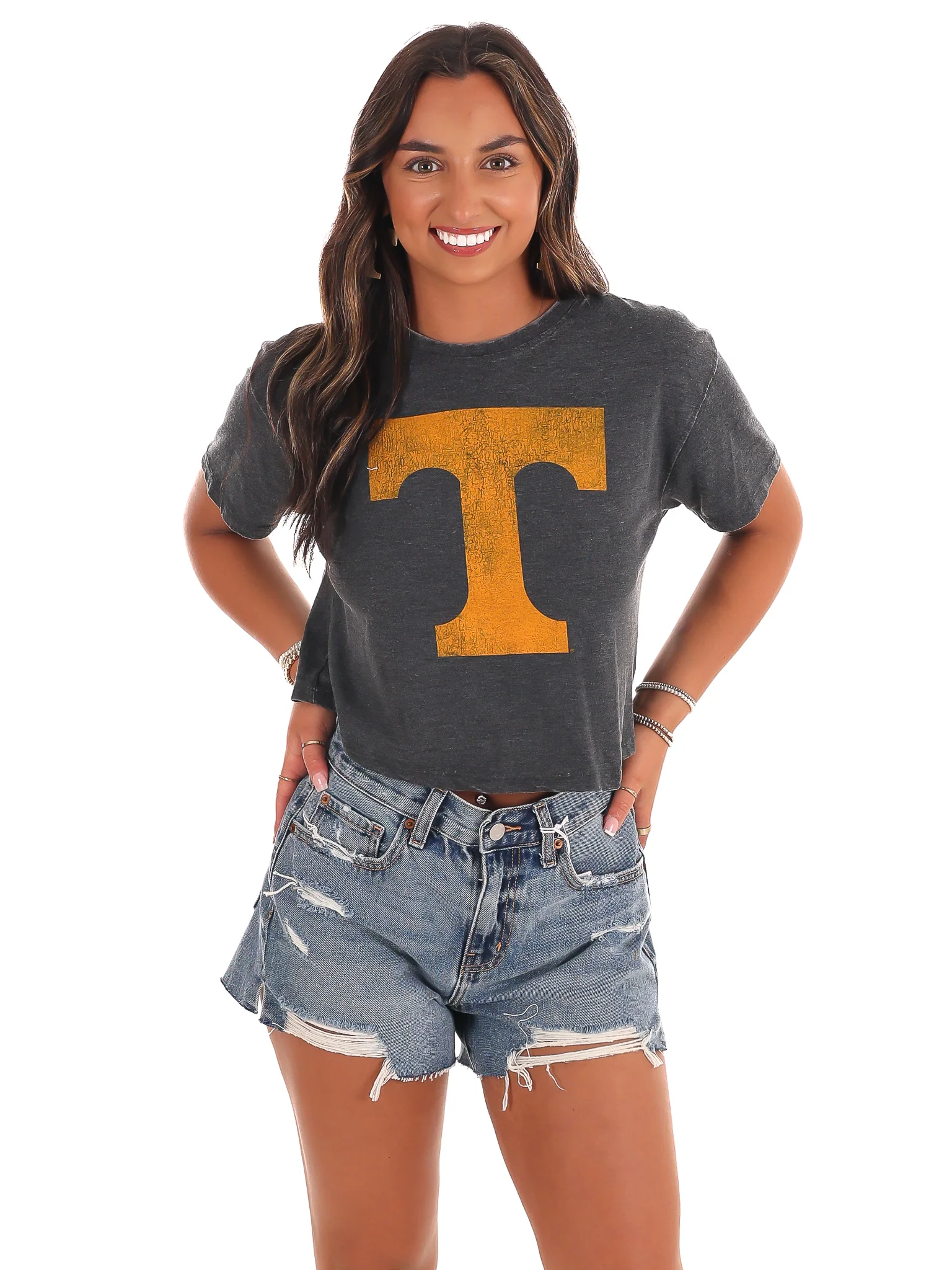 Tennessee Distressed Logo Crop Top - Image 27