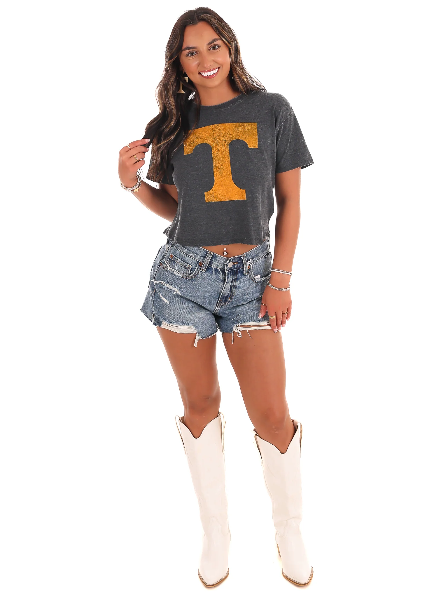 Tennessee Distressed Logo Crop Top - Image 33