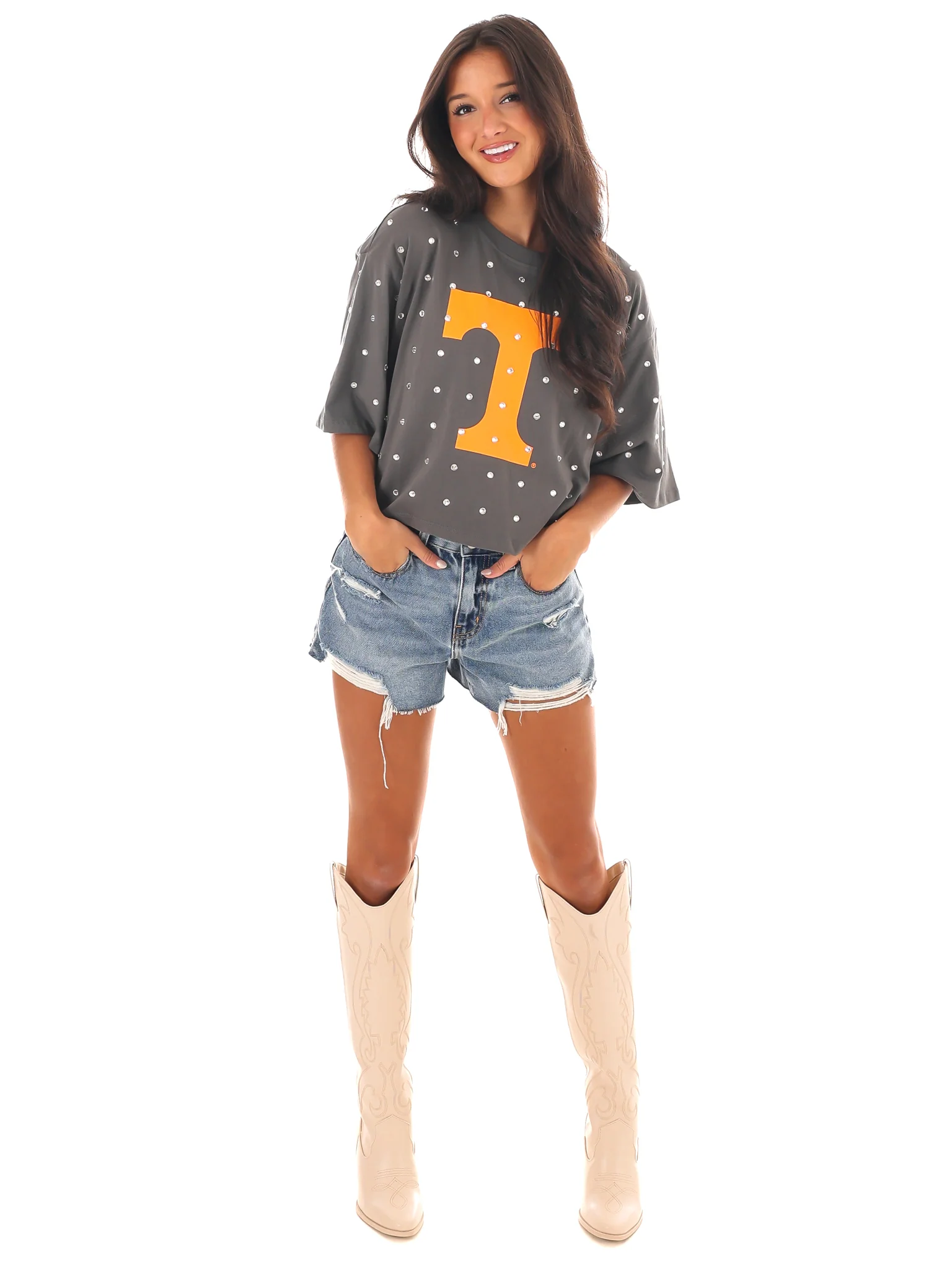 Tennessee Oversized Rhinestone Crop Top - Image 12